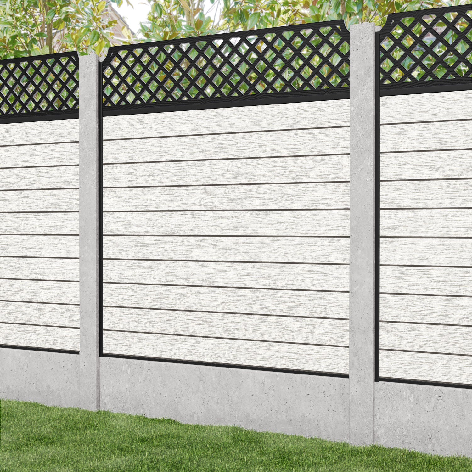 Fusion Regal Hive Fence Panel - Light Stone - for existing concrete posts