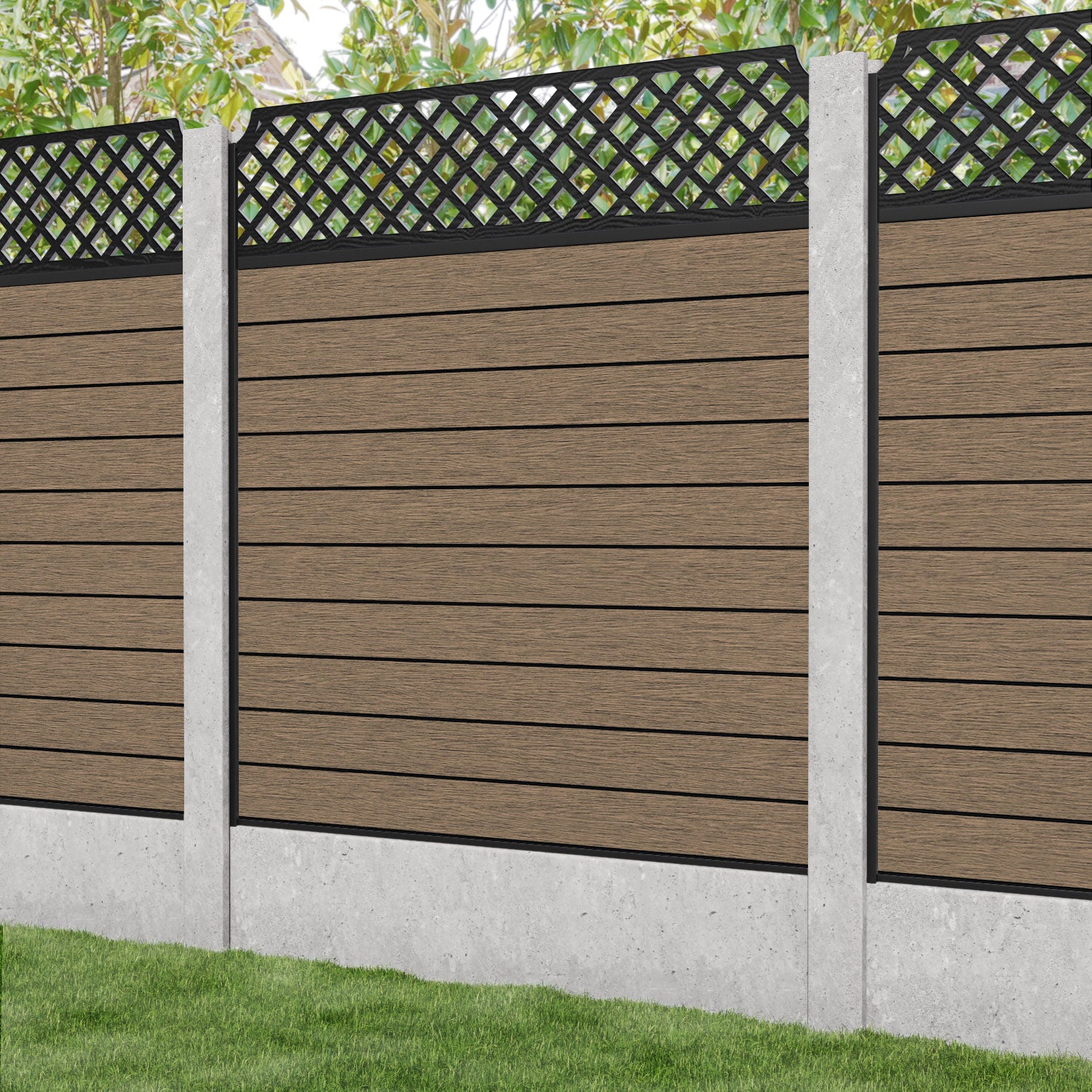 Fusion Regal Hive Fence Panel - Teak - for existing concrete posts