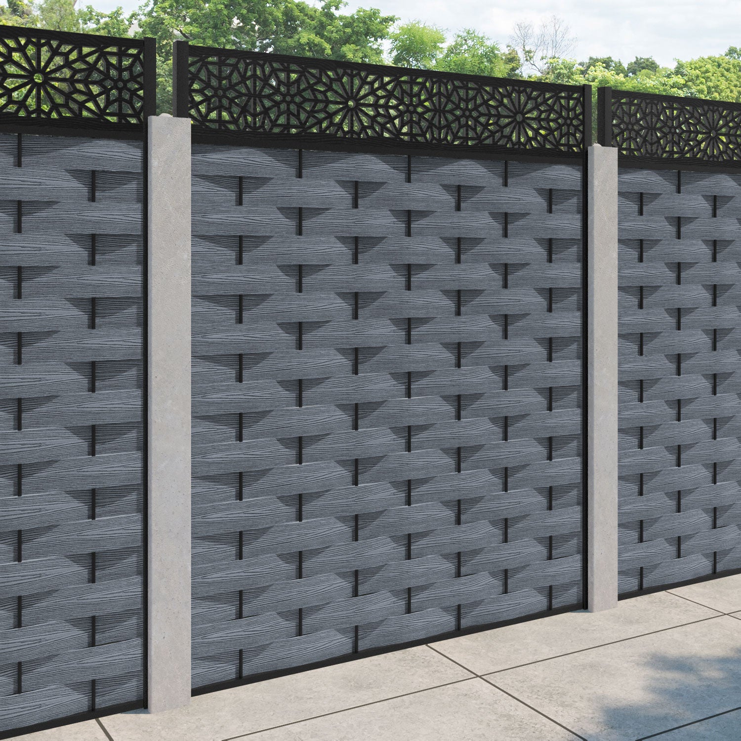 Ripple Alnara Fence Panel - Anthracite - for existing concrete posts