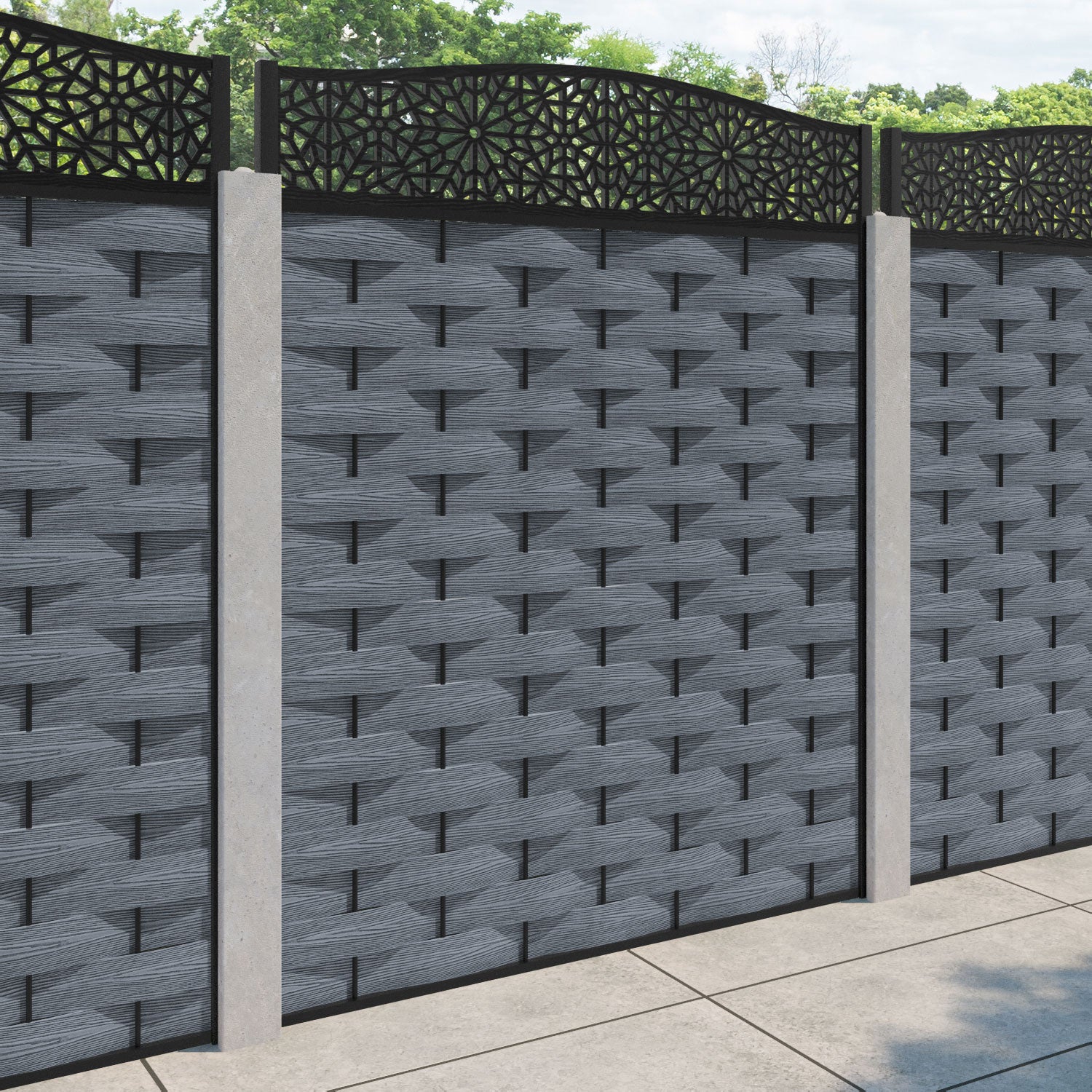 Ripple Alnara Curved Top Fence Panel - Anthracite - for existing concrete posts