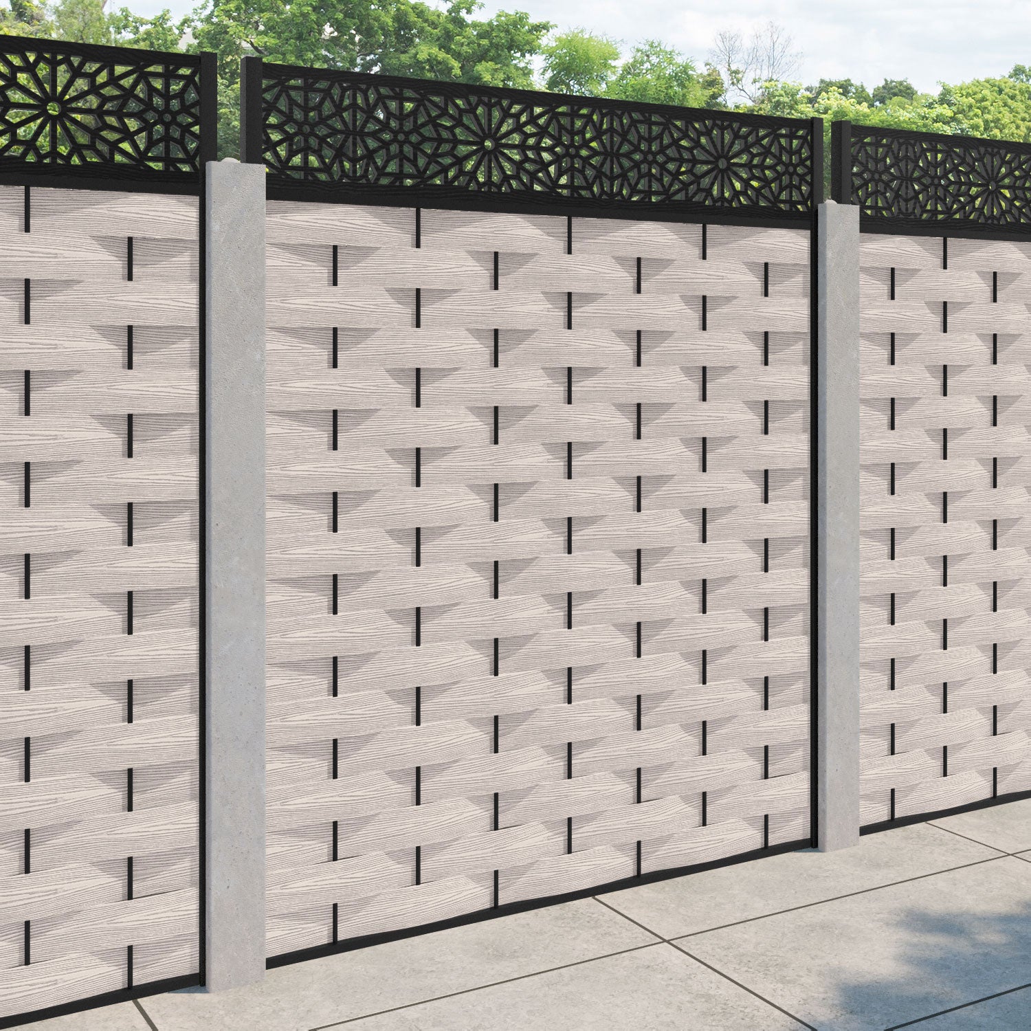 Ripple Alnara Fence Panel - Mid Stone - for existing concrete posts