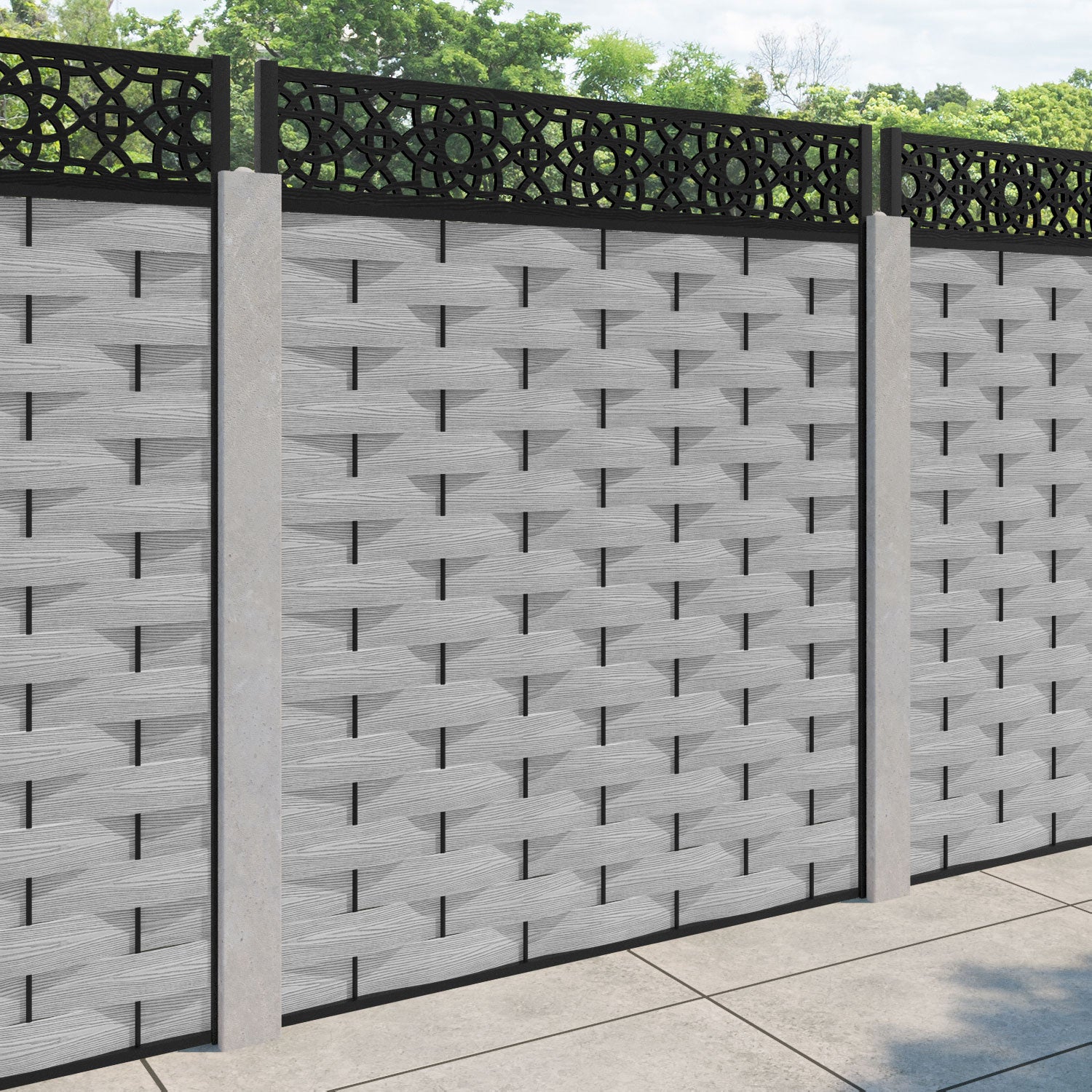 Ripple Ambar Fence Panel - Light Grey - for existing concrete posts