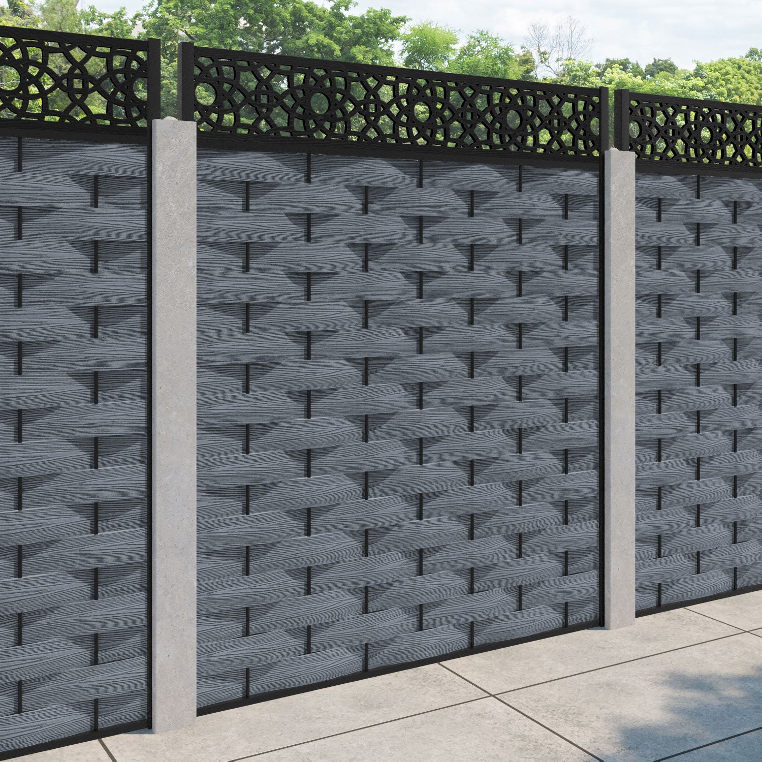 Ripple Ambar Fence Panel - Anthracite - for existing concrete posts