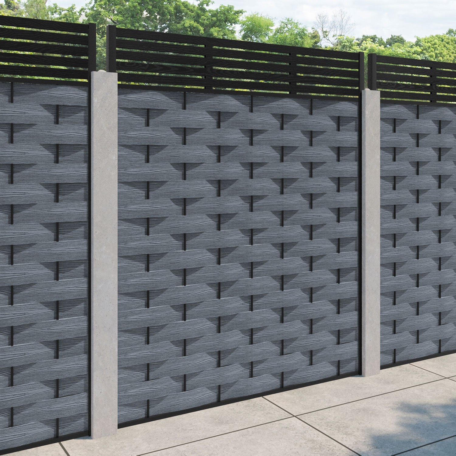 Ripple Aspen Fence Panel - Anthracite - for existing concrete posts