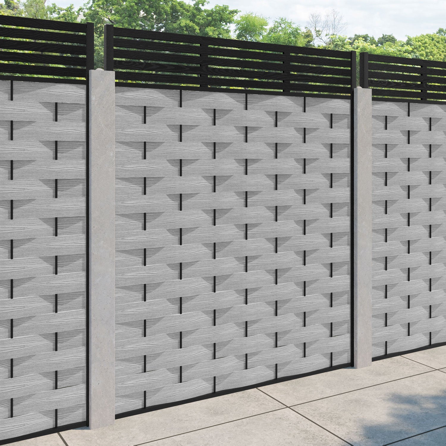 Ripple Aspen Fence Panel - Light Grey - for existing concrete posts