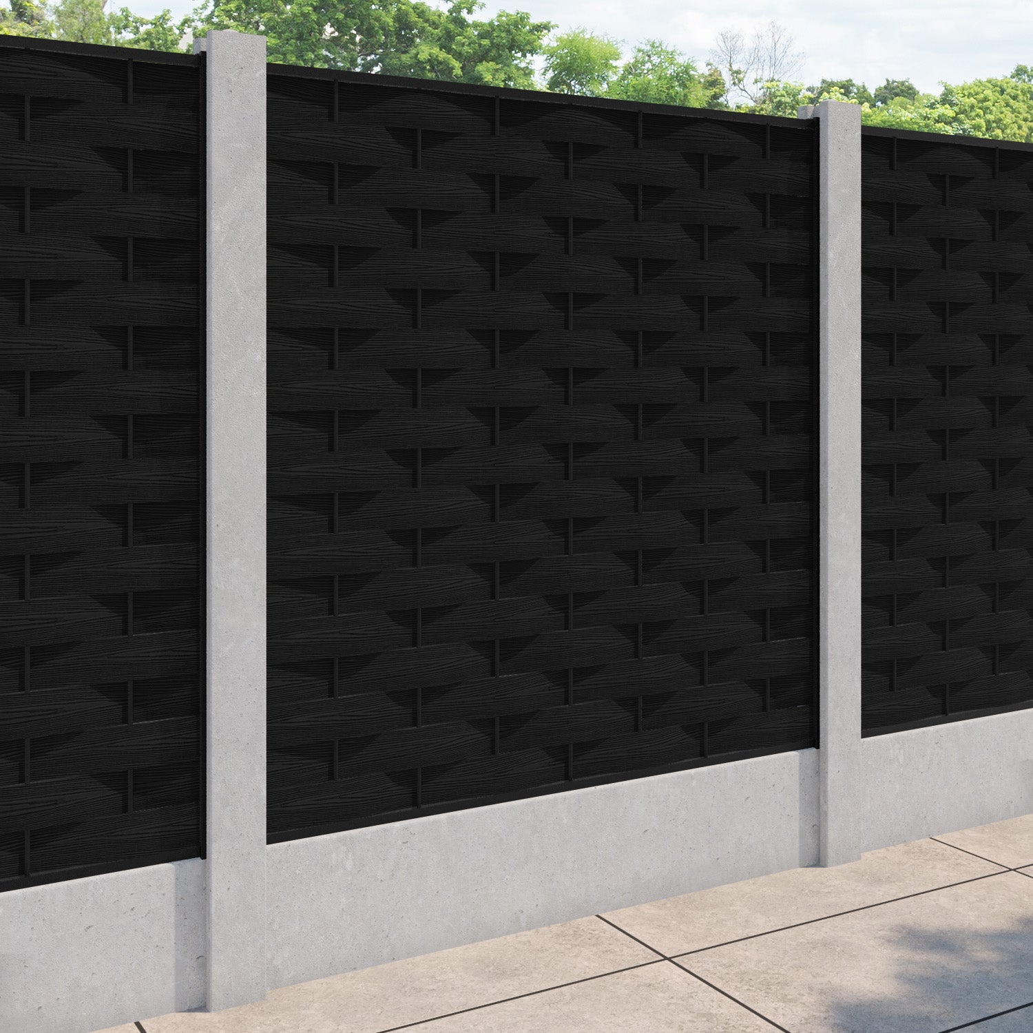 Ripple Fence Panel - Black - for existing concrete posts