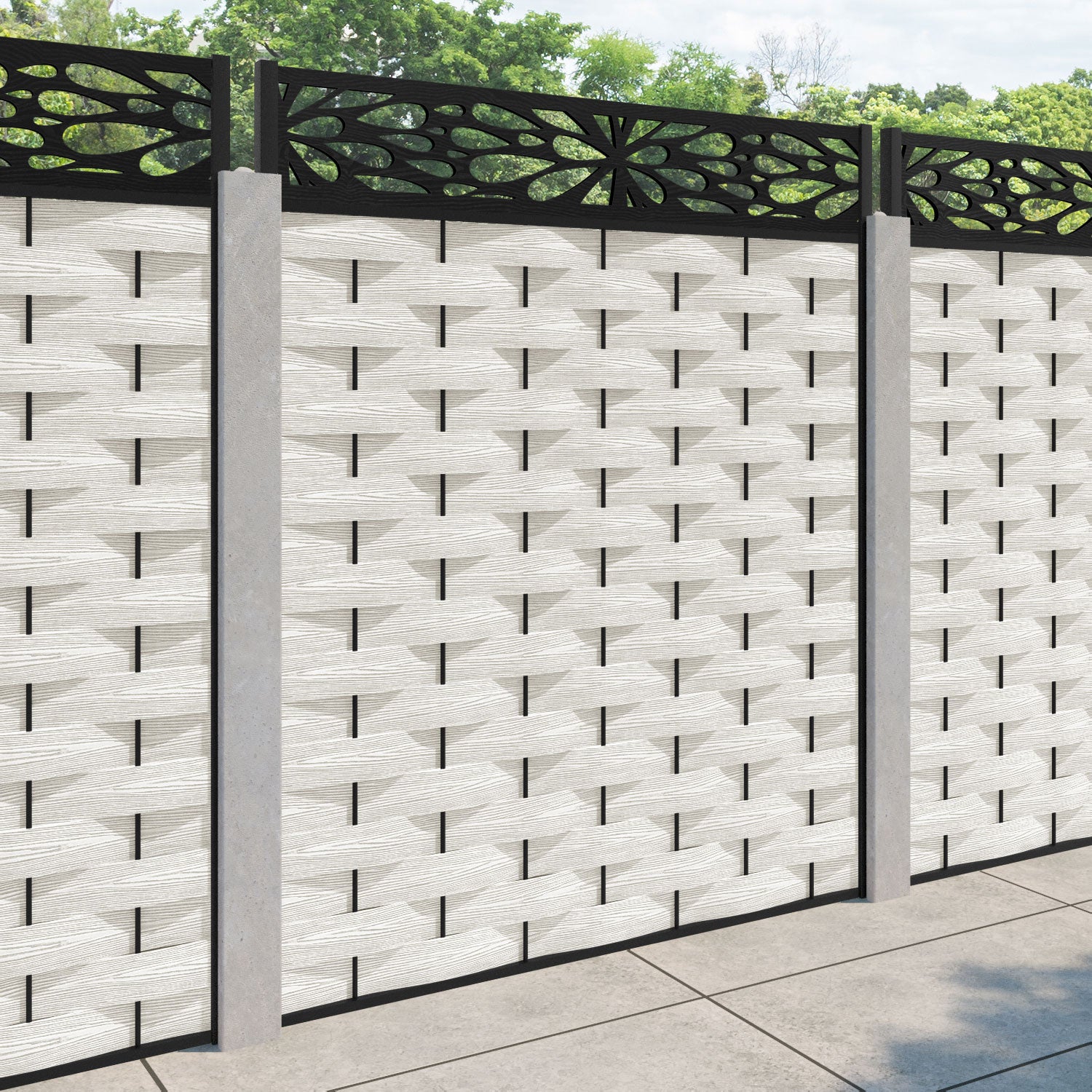 Ripple Blossom Fence Panel - Light Stone - for existing concrete posts