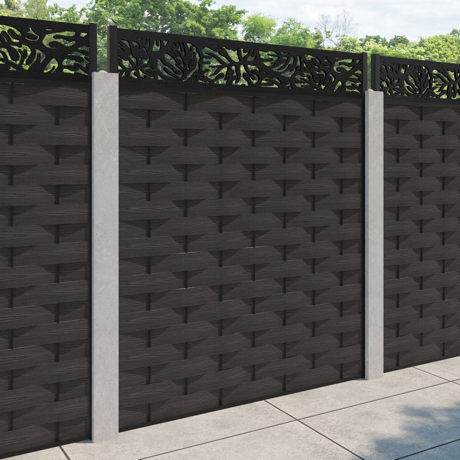 Ripple Botanic Fence Panel - Dark Oak - for existing concrete posts