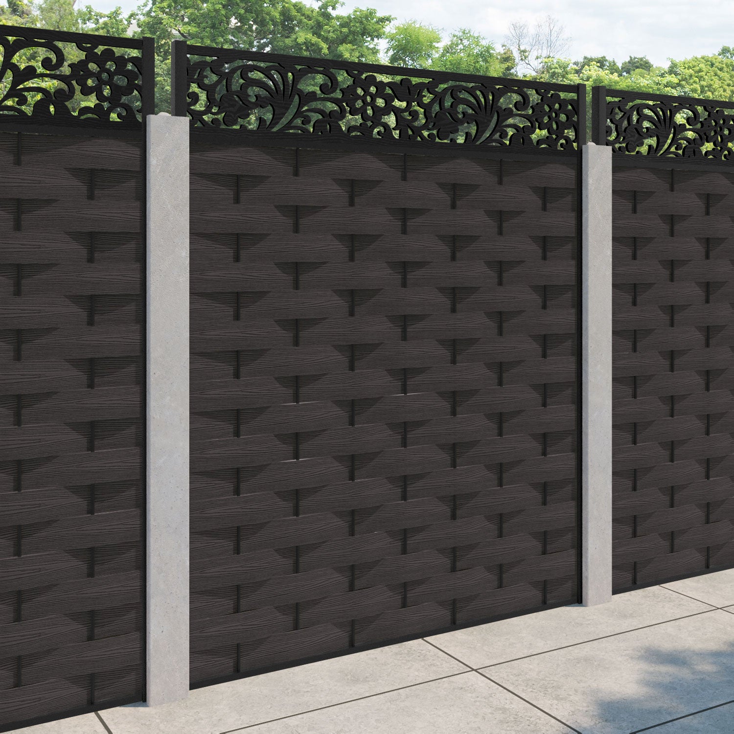 Ripple Eden Fence Panel - Dark Oak - for existing concrete posts