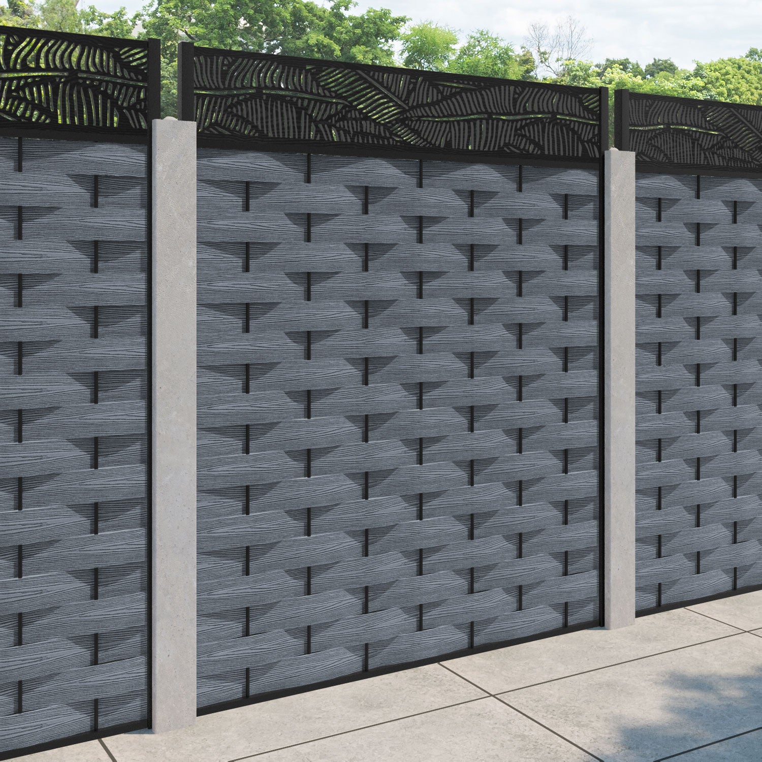 Ripple Feather Fence Panel - Anthracite - for existing concrete posts