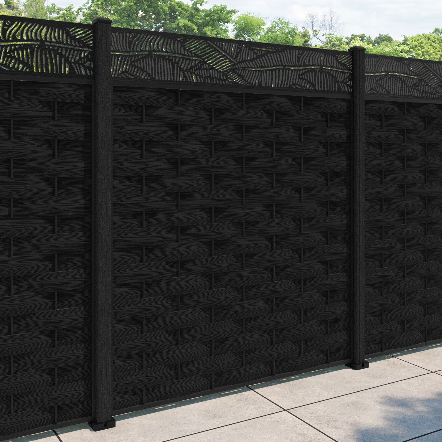 Ripple Feather Fence Panel - Black - with our composite posts