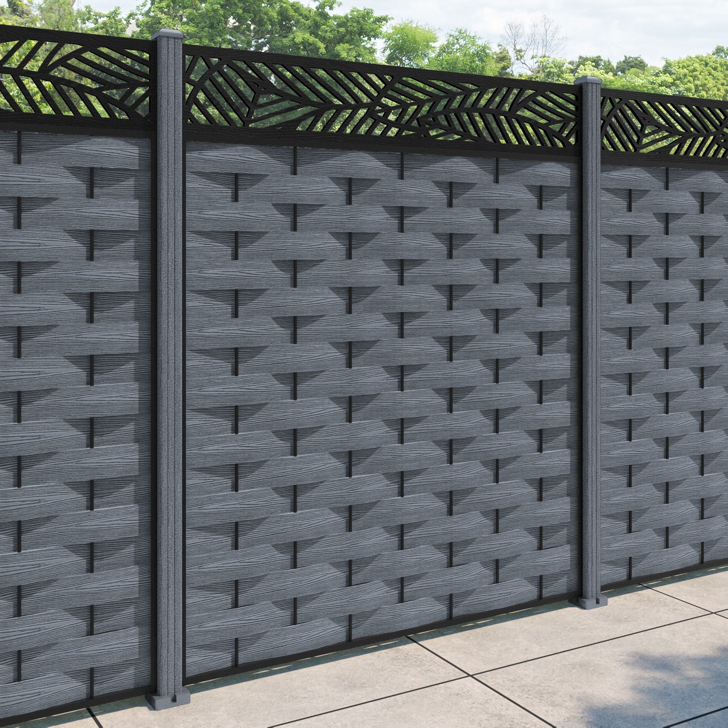 Ripple Habitat Fence Panel - Anthracite - with our composite posts