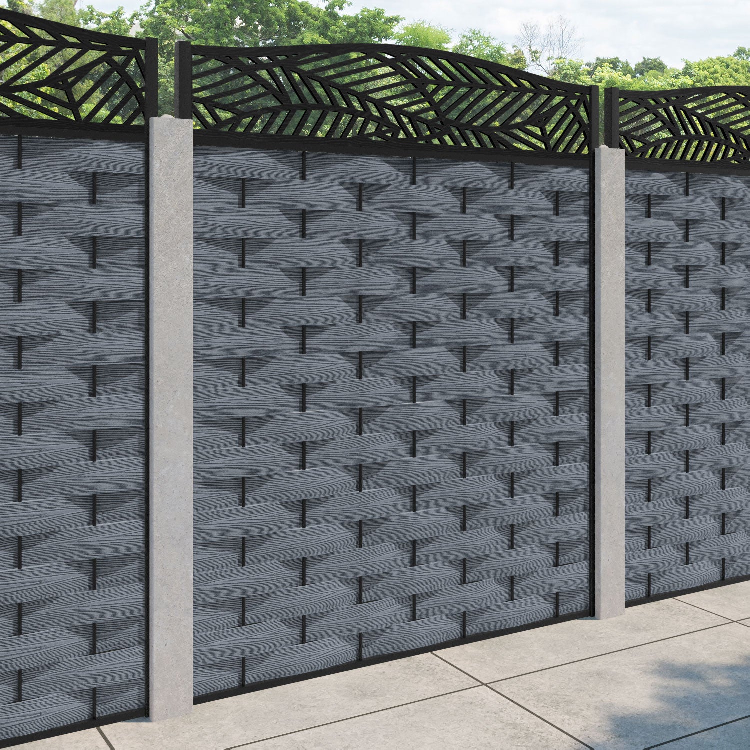 Ripple Habitat Curved Top Fence Panel - Anthracite - for existing concrete posts
