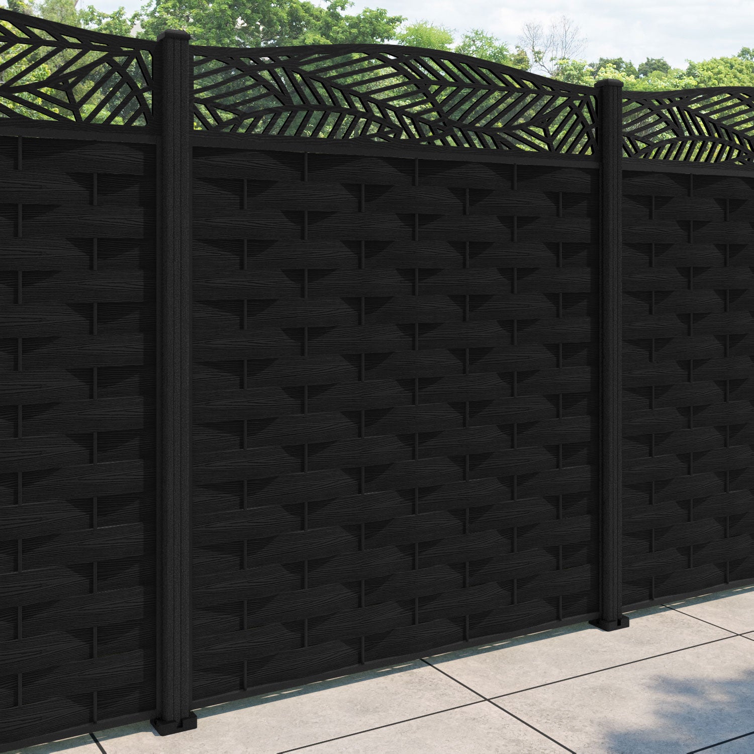 Ripple Habitat Curved Top Fence Panel - Black - with our composite posts