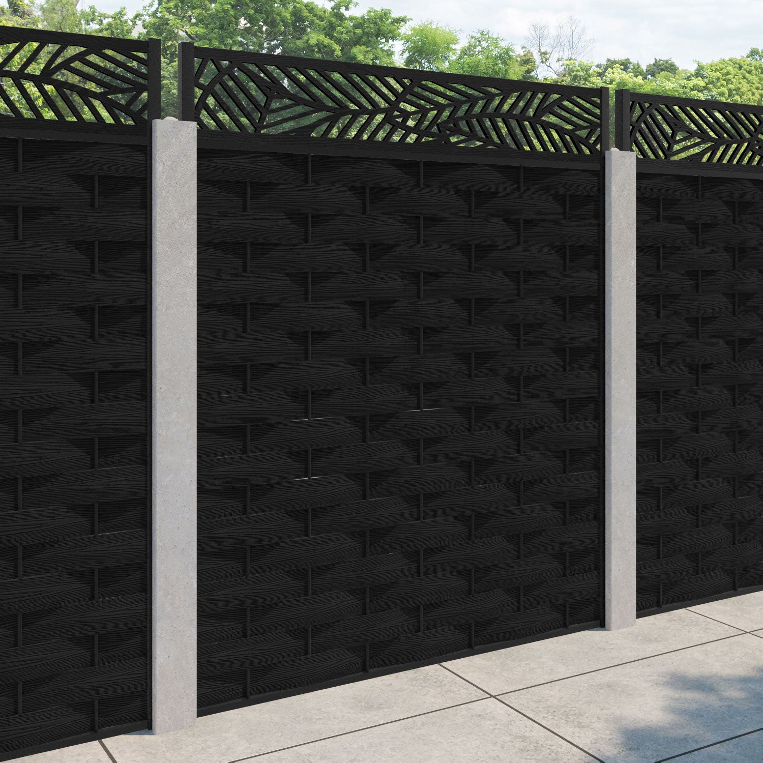 Ripple Habitat Fence Panel - Black - for existing concrete posts