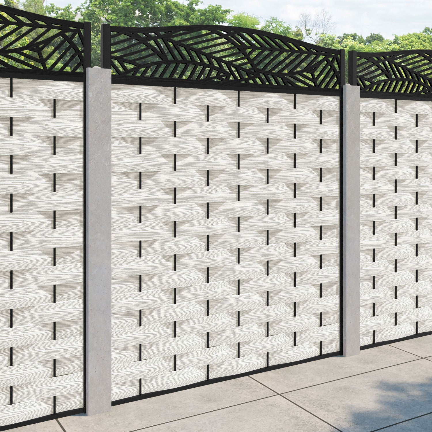 Ripple Habitat Curved Top Fence Panel - Light Stone - for existing concrete posts