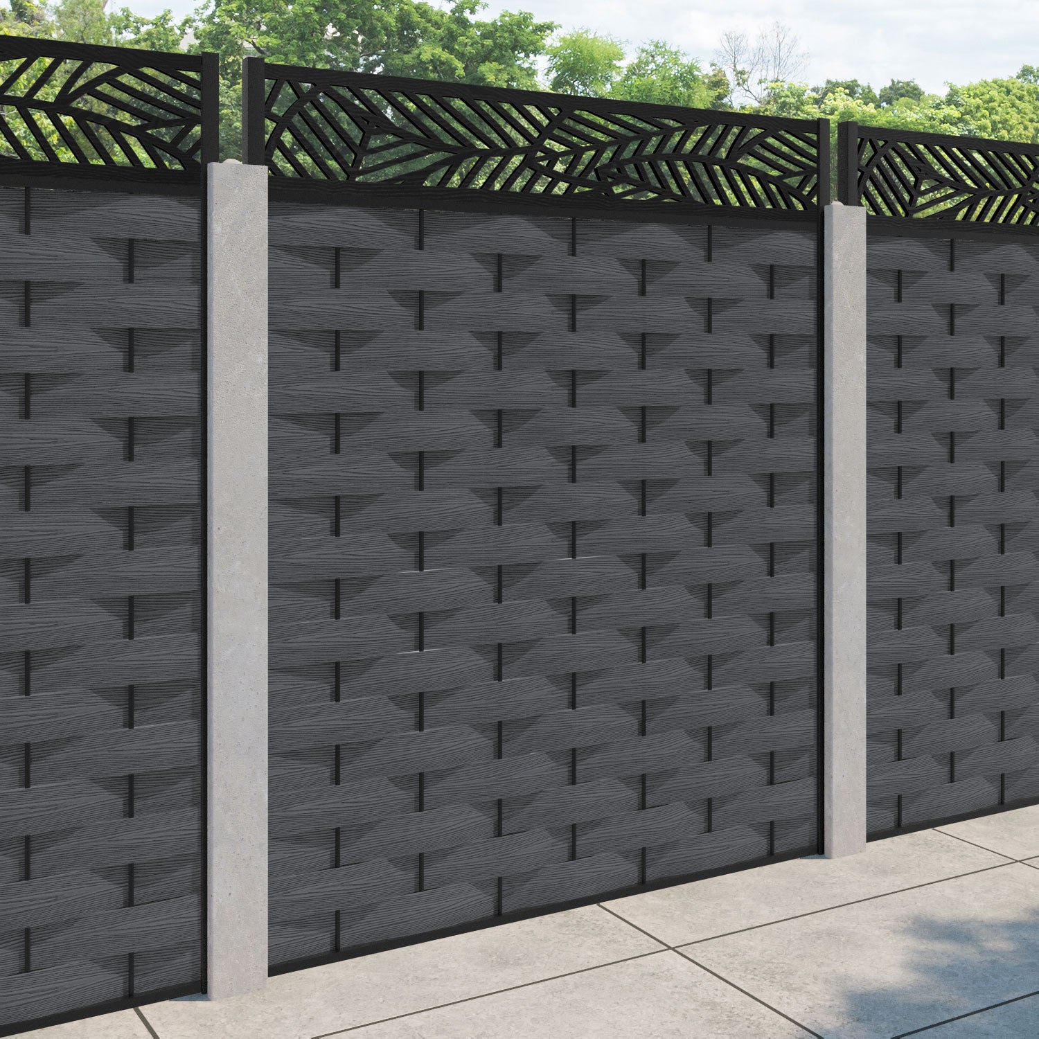 Ripple Habitat Fence Panel - Dark Grey - for existing concrete posts