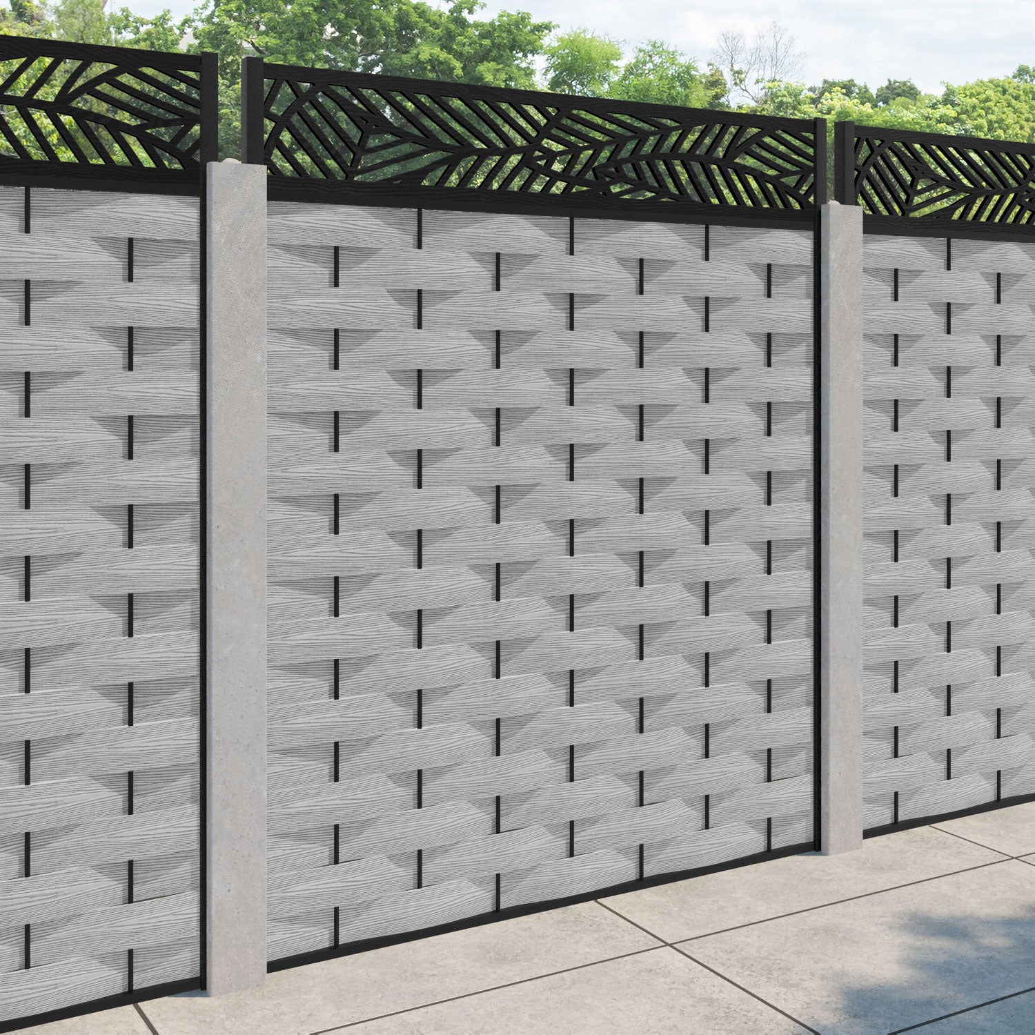 Ripple Habitat Fence Panel - Light Grey - for existing concrete posts