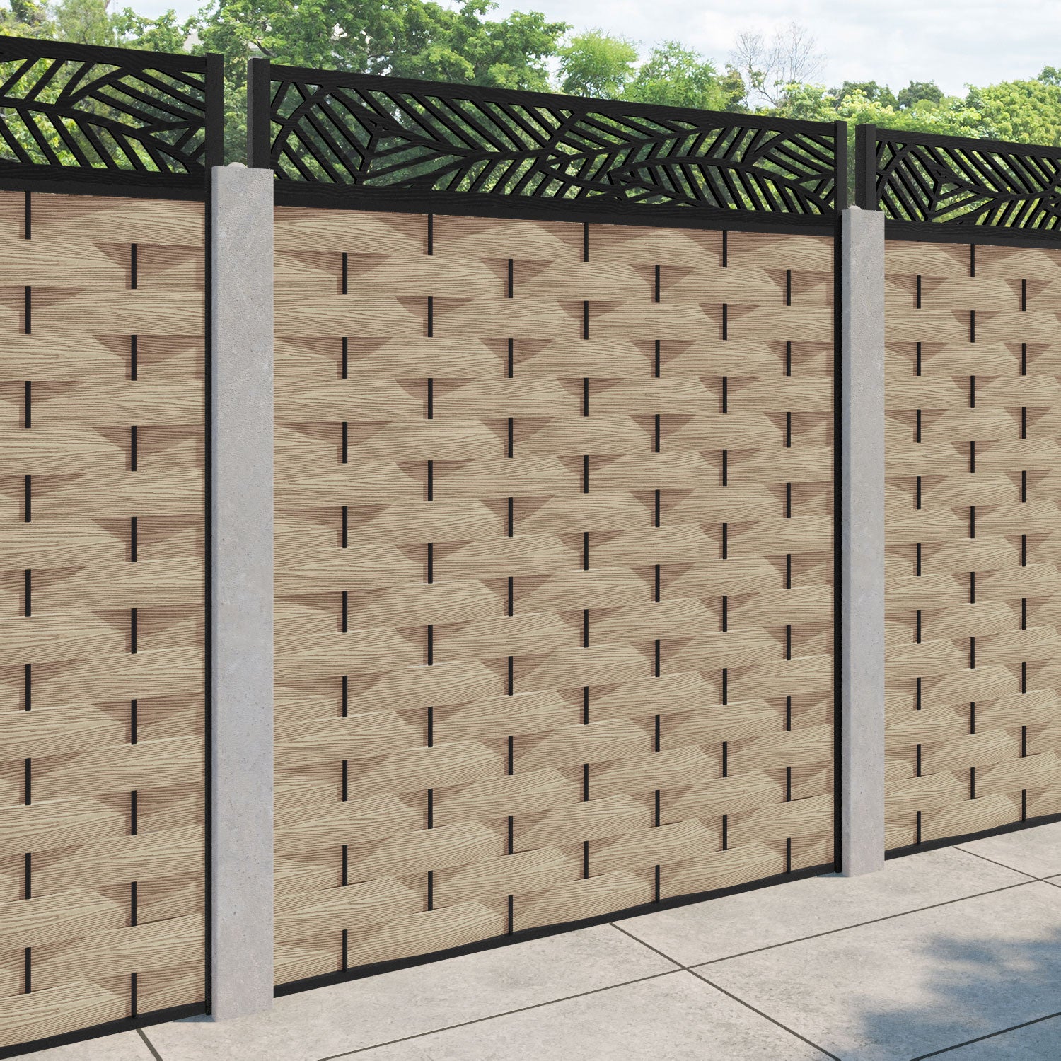 Ripple Habitat Fence Panel - Light Oak - for existing concrete posts