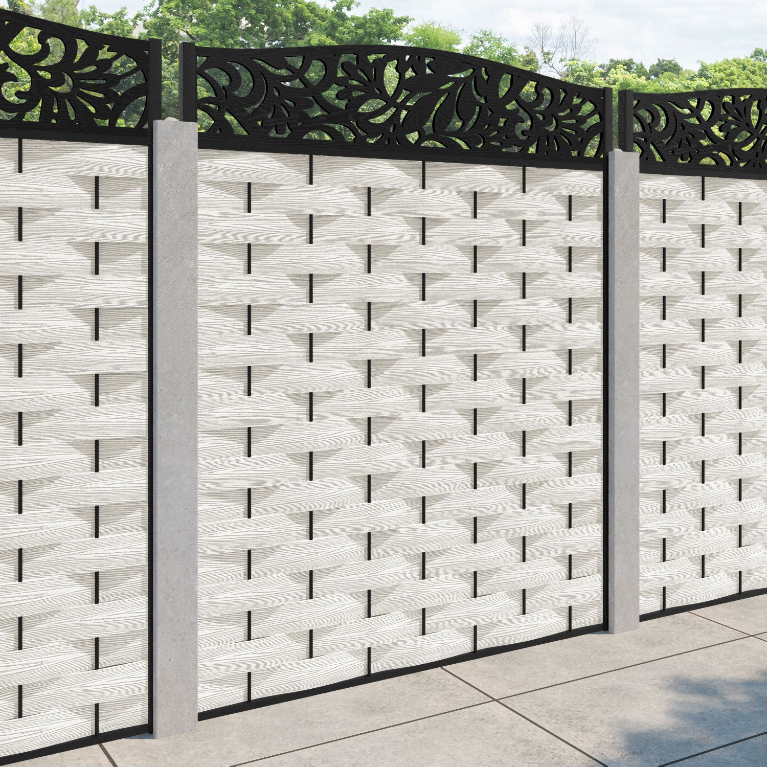 Ripple Heritage Curved Top Fence Panel - Light Stone - for existing concrete posts