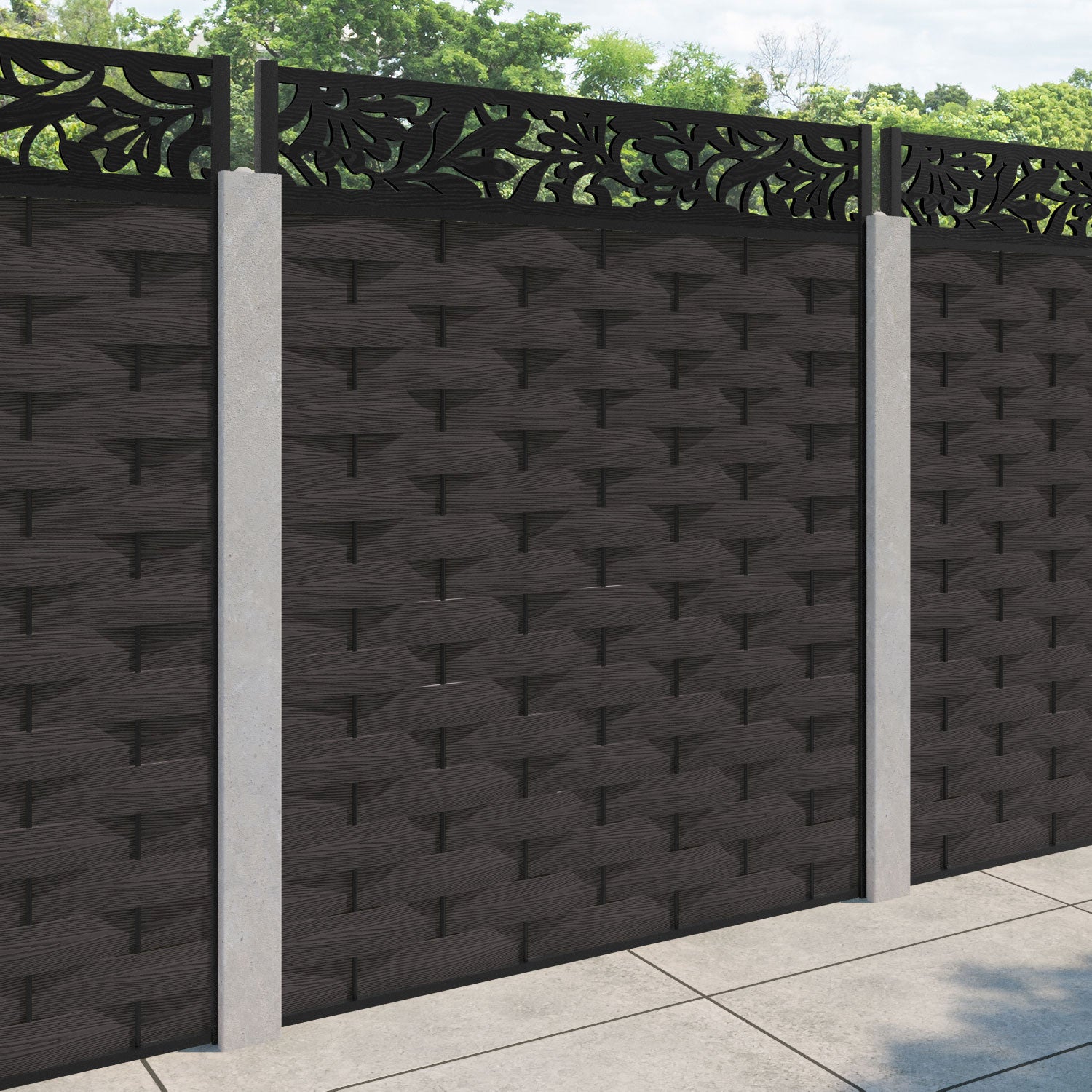 Ripple Heritage Fence Panel - Dark Oak - for existing concrete posts