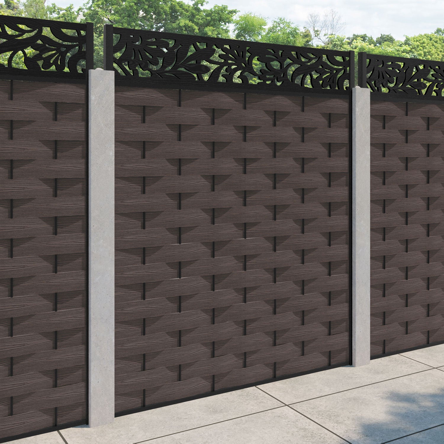 Ripple Heritage Fence Panel - Mid Brown - for existing concrete posts