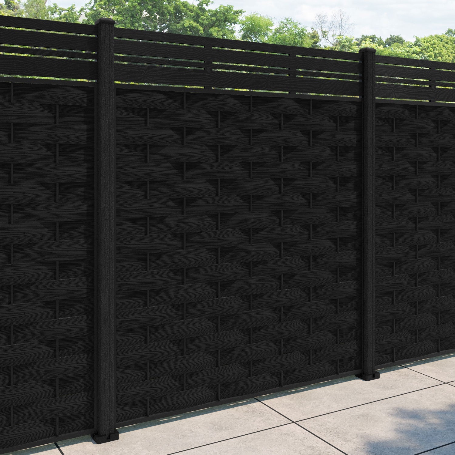 Ripple Linea Fence Panel - Black - with our composite posts