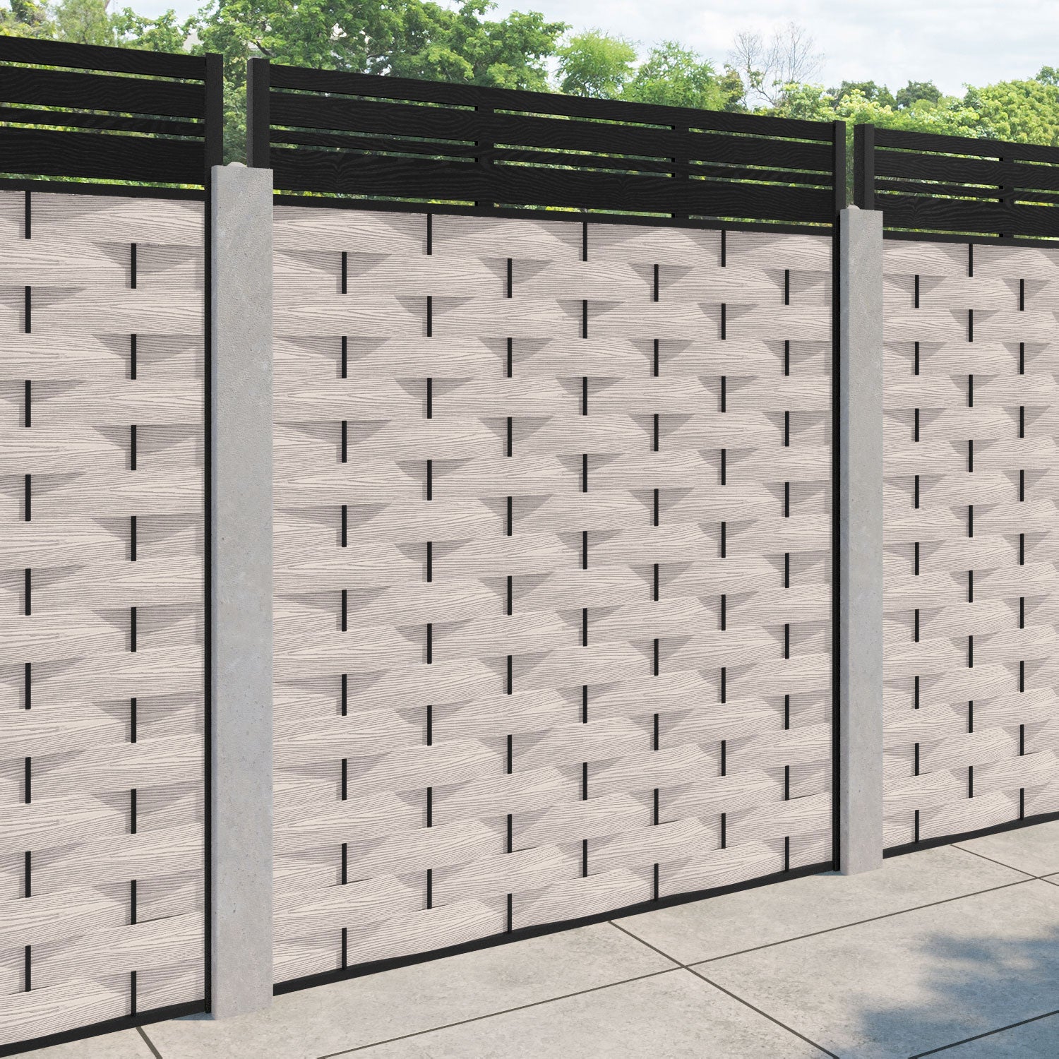 Ripple Linea Fence Panel - Mid Stone - for existing concrete posts