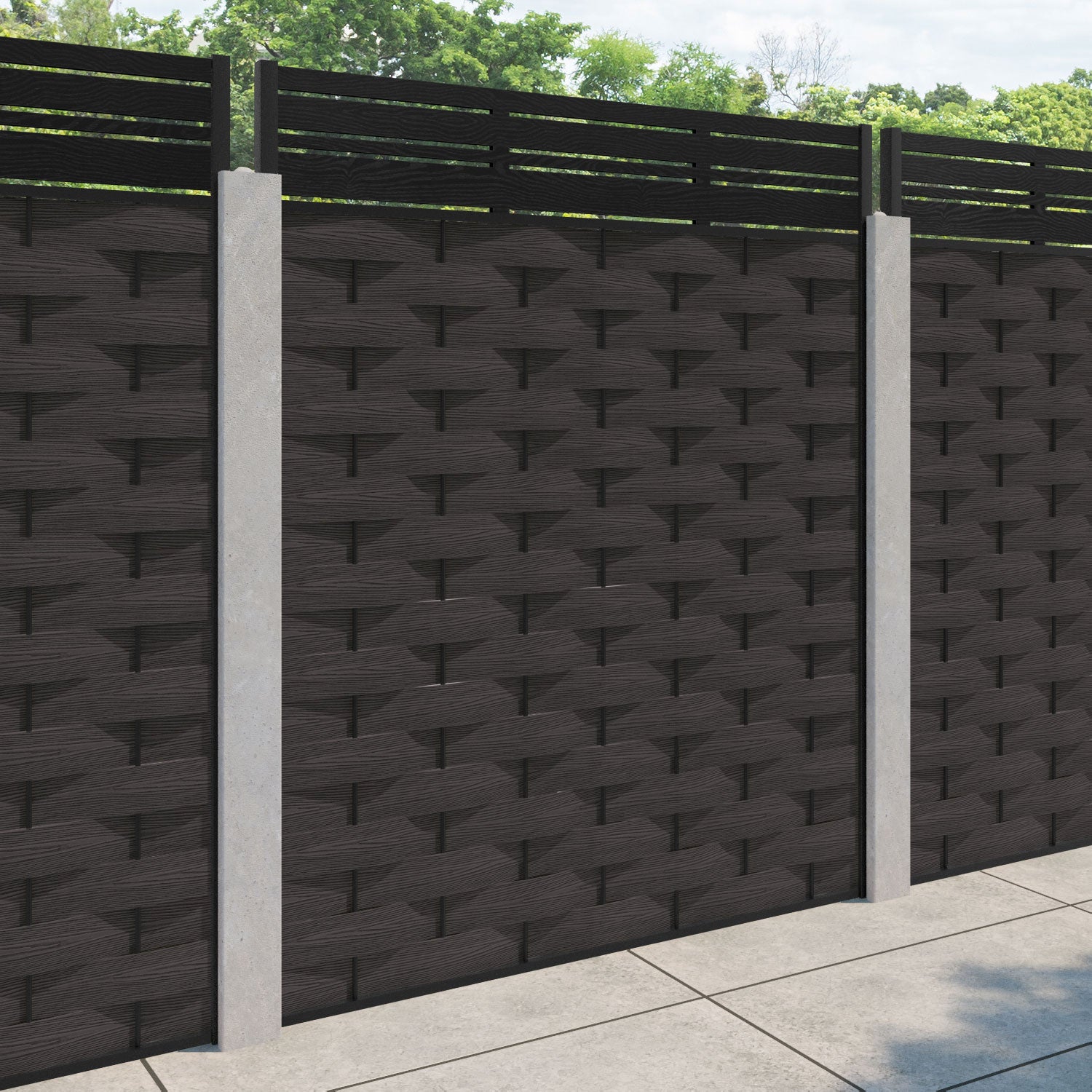 Ripple Linea Fence Panel - Dark Oak - for existing concrete posts