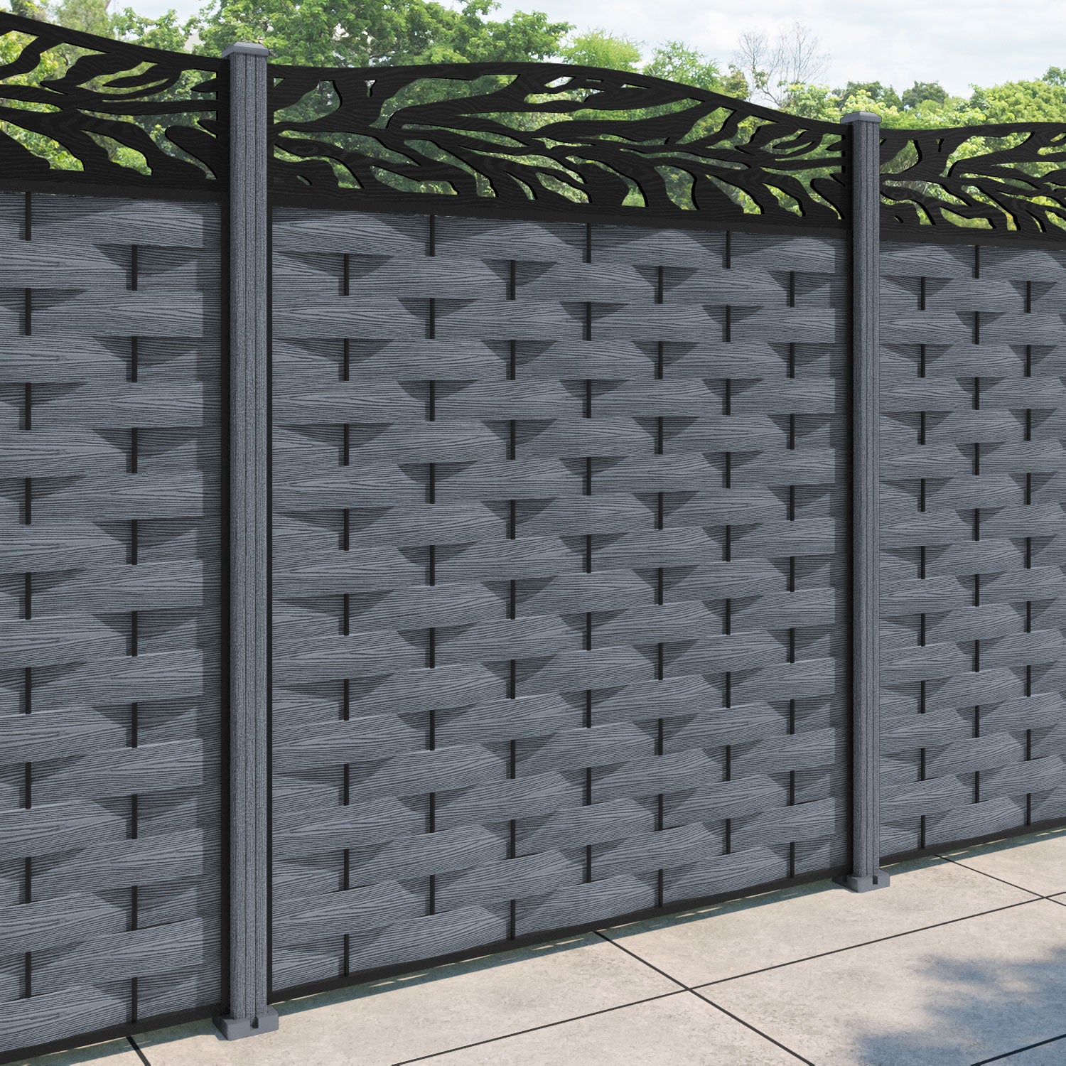 Ripple Malawi Curved Top Fence Panel - Anthracite - with our composite posts