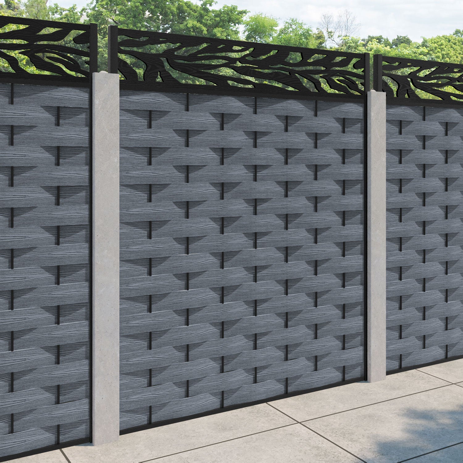Ripple Malawi Fence Panel - Anthracite - for existing concrete posts