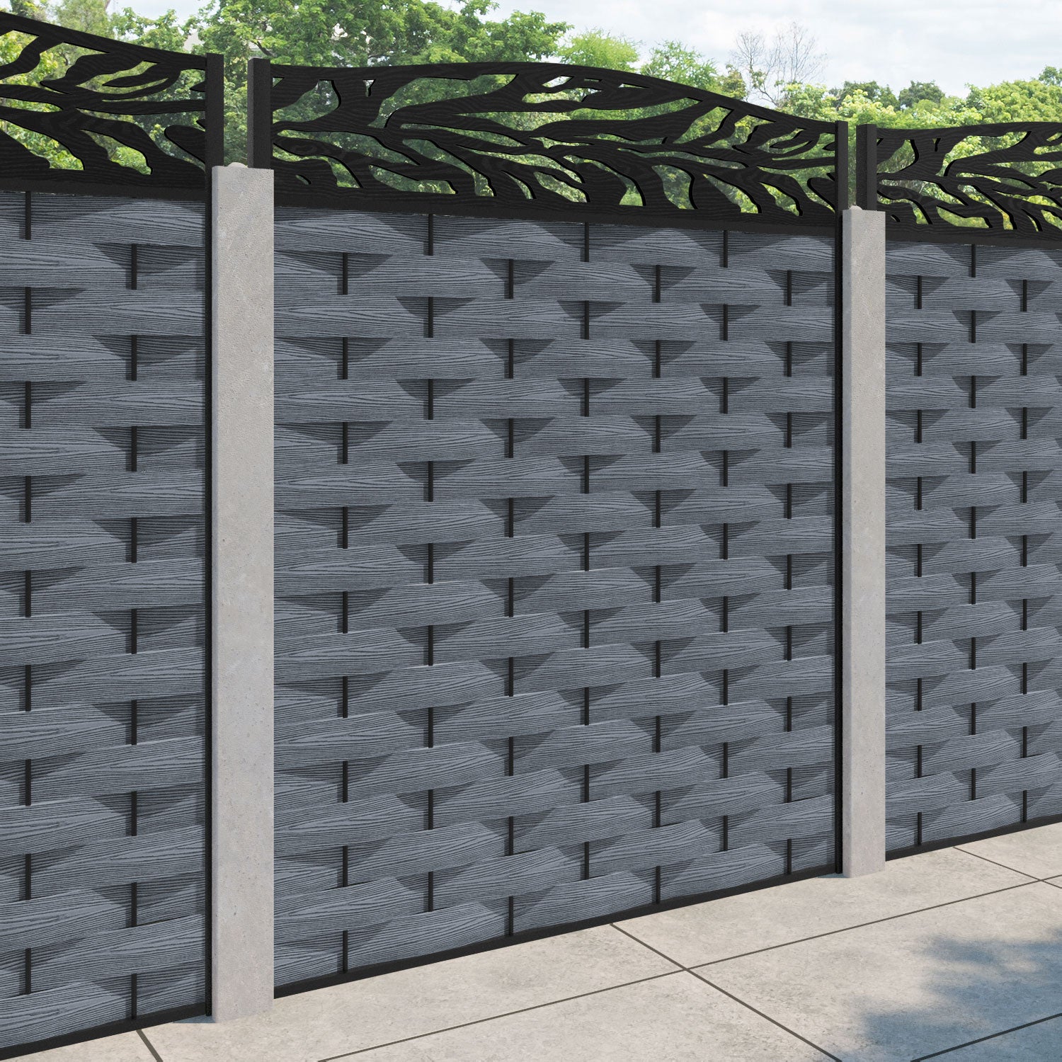 Ripple Malawi Curved Top Fence Panel - Anthracite - for existing concrete posts