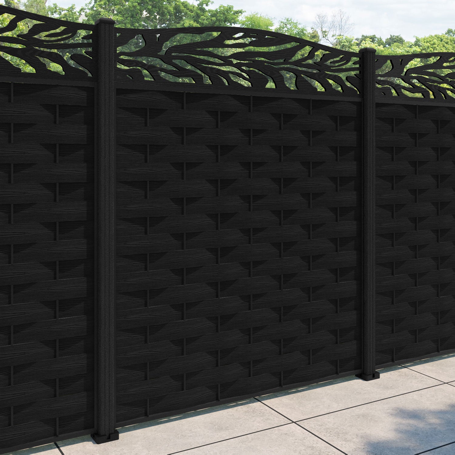 Ripple Malawi Curved Top Fence Panel - Black - with our composite posts