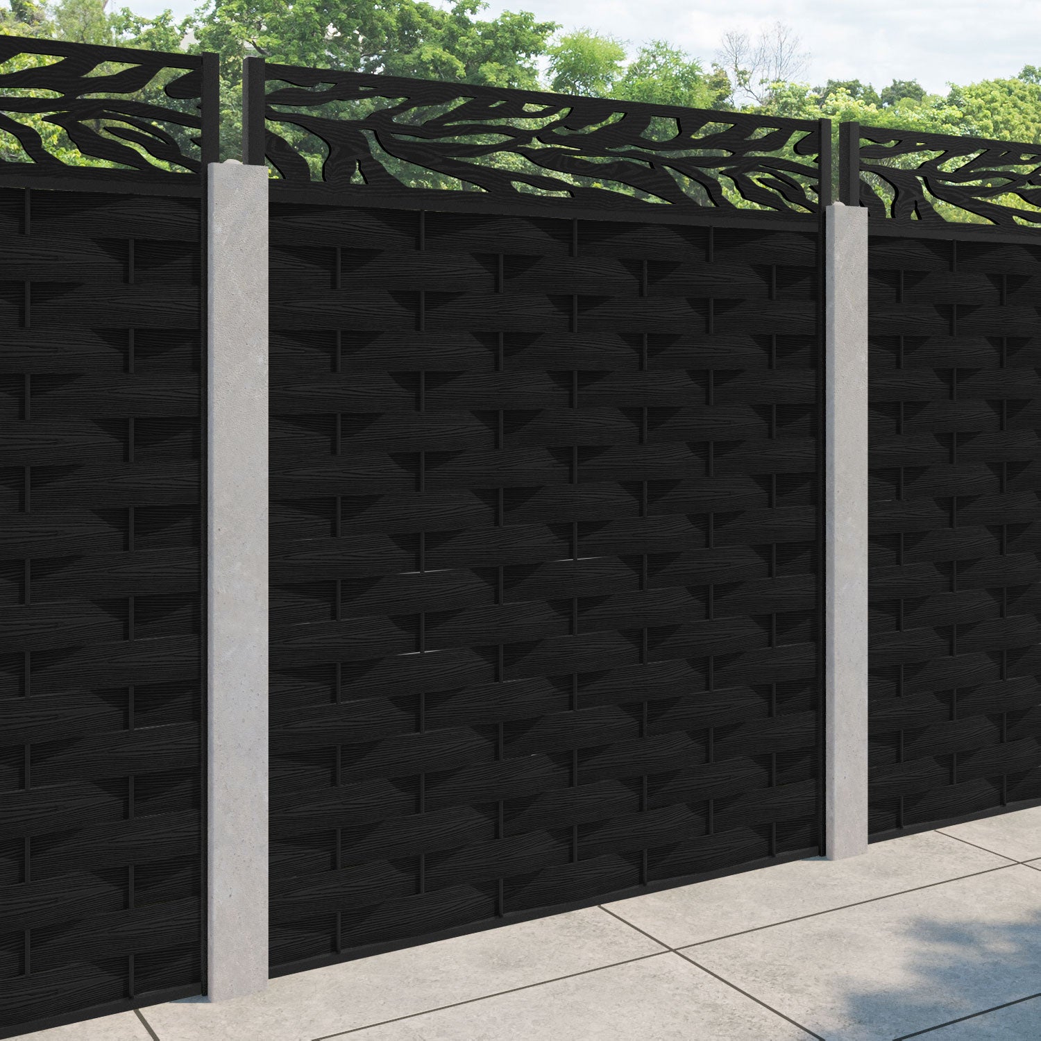 Ripple Malawi Fence Panel - Black - for existing concrete posts