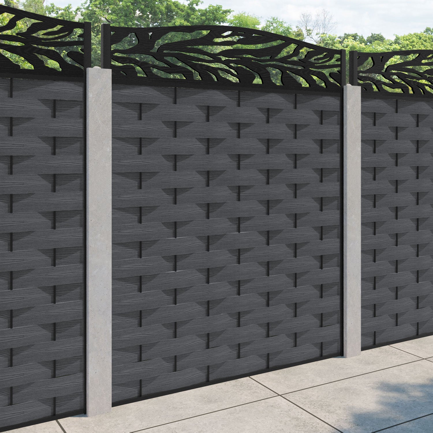 Ripple Malawi Curved Top Fence Panel - Dark Grey - for existing concrete posts