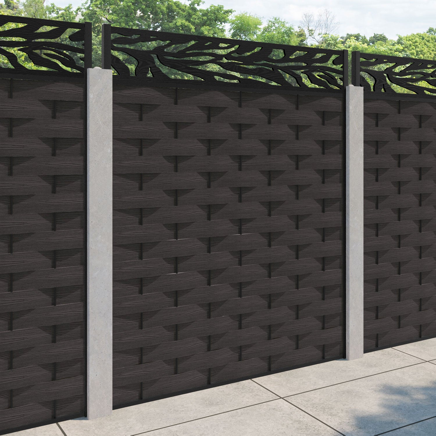 Ripple Malawi Fence Panel - Dark Oak - for existing concrete posts