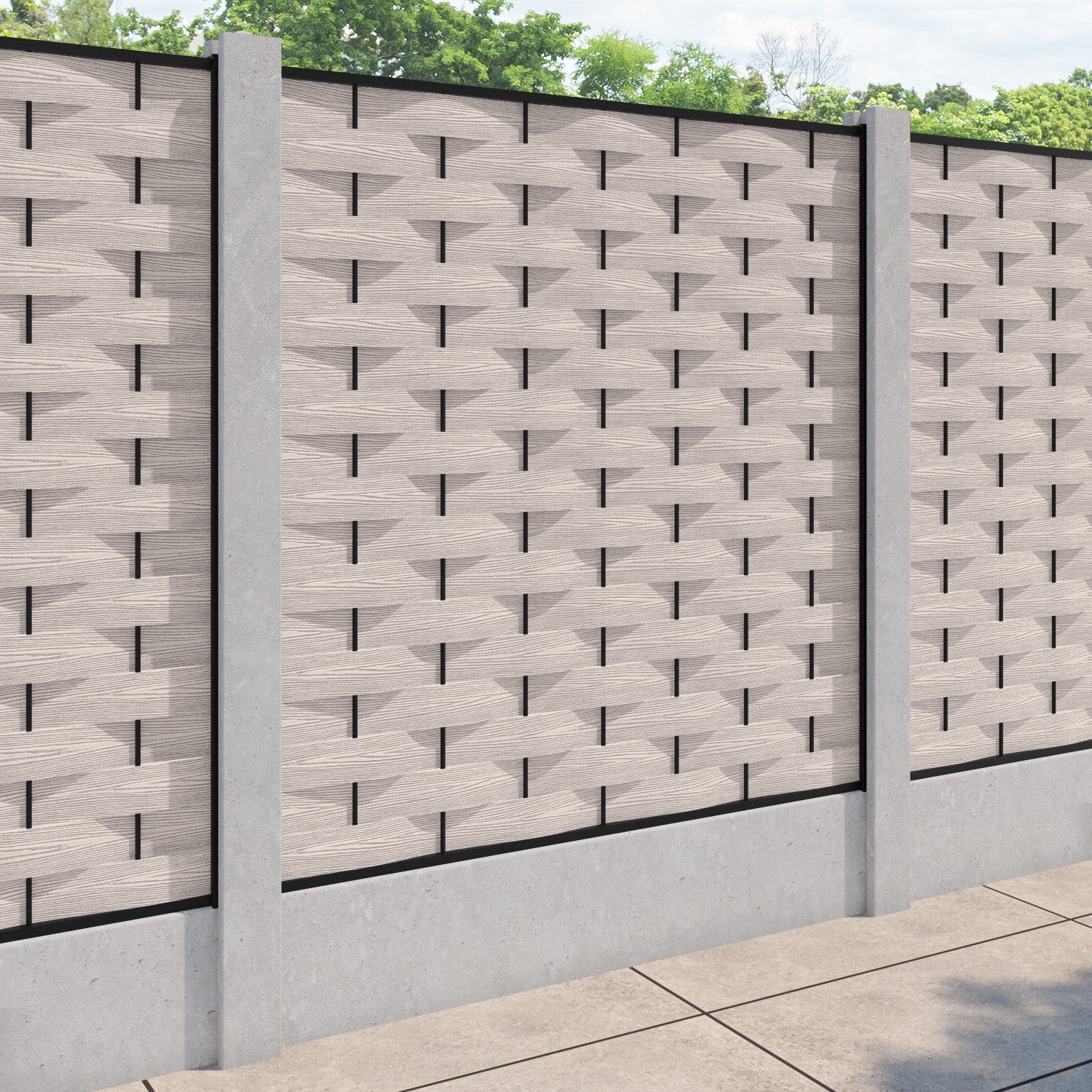Ripple Fence Panel - Mid Stone - for existing concrete posts