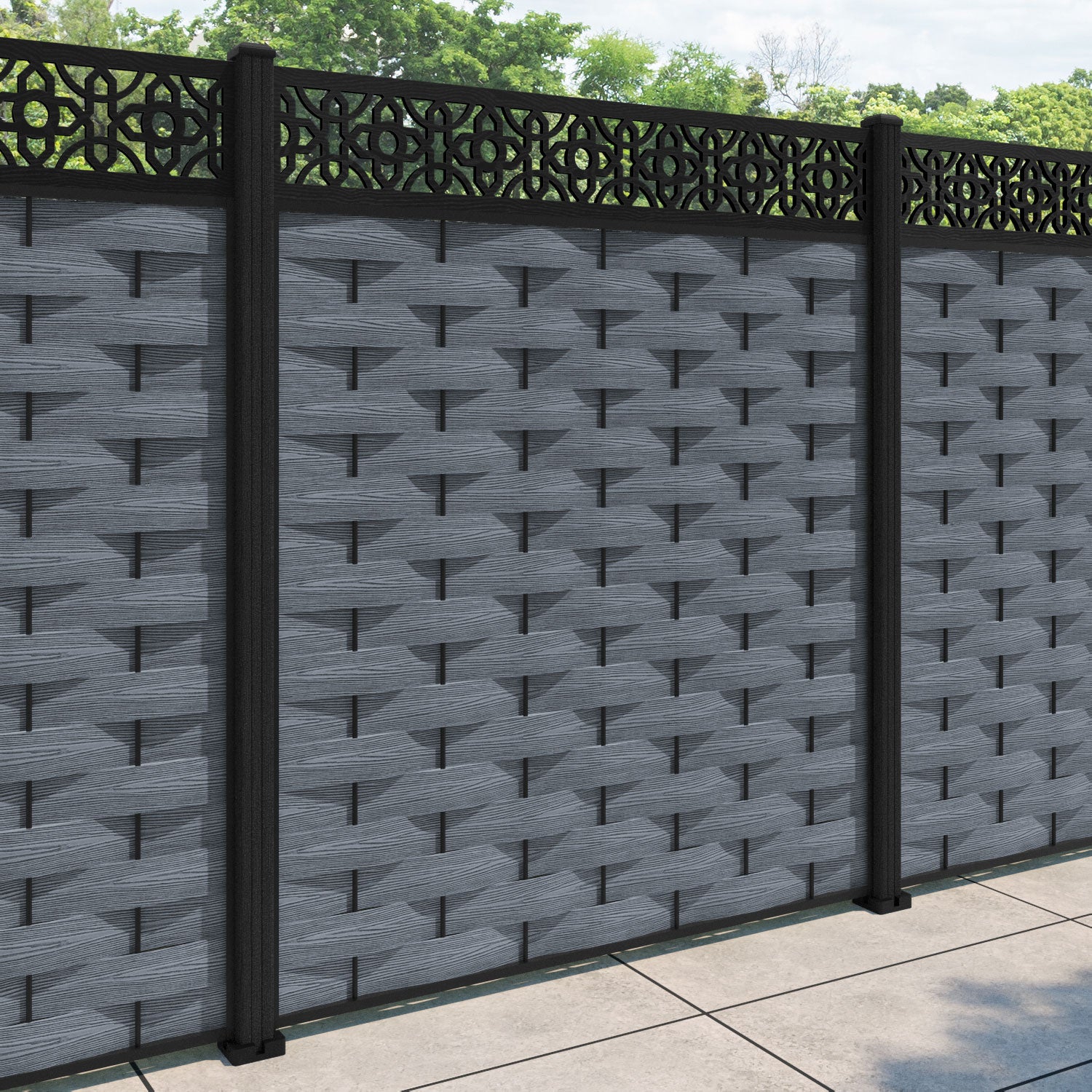 Ripple Nabila Fence Panel - Anthracite - with our composite posts