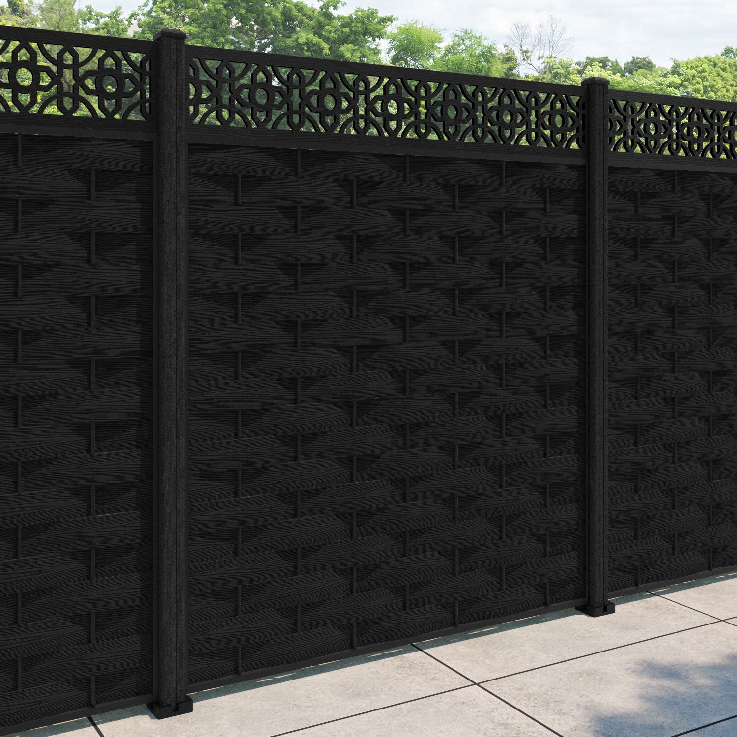Ripple Nabila Fence Panel - Black - with our composite posts