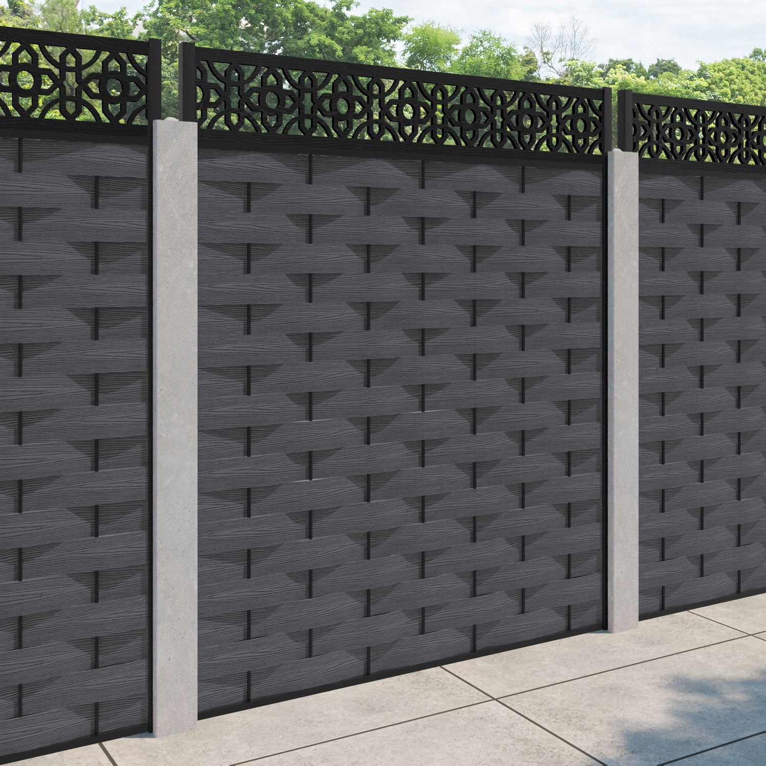 Ripple Nabila Fence Panel - Dark Grey - for existing concrete posts