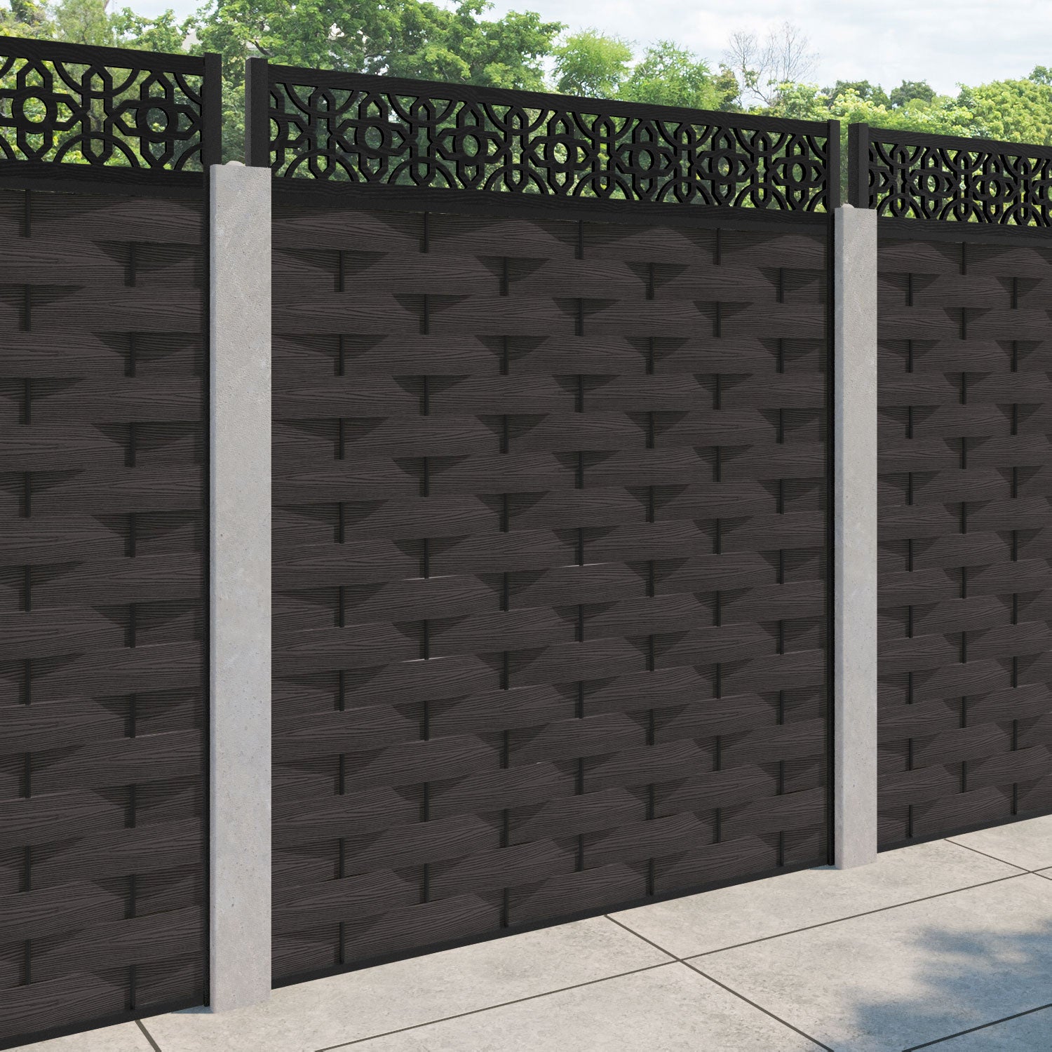 Ripple Nabila Fence Panel - Dark Oak - for existing concrete posts