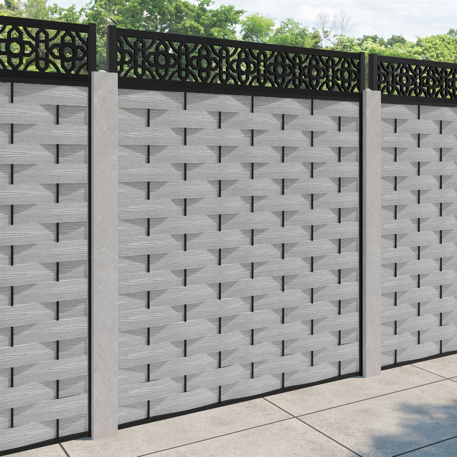 Ripple Nabila Fence Panel - Light Grey - for existing concrete posts