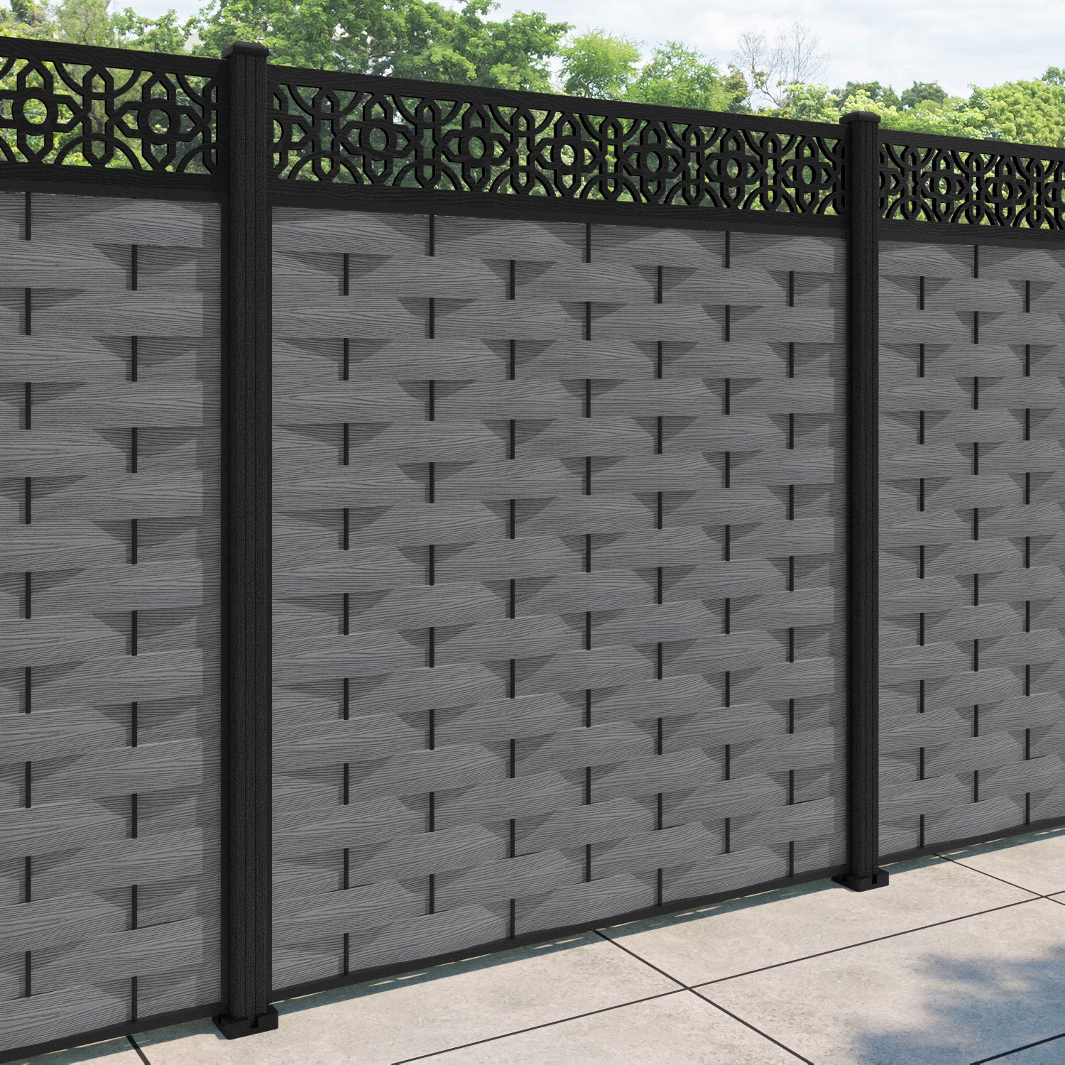 Ripple Nabila Fence Panel - Mid Grey - with our composite posts