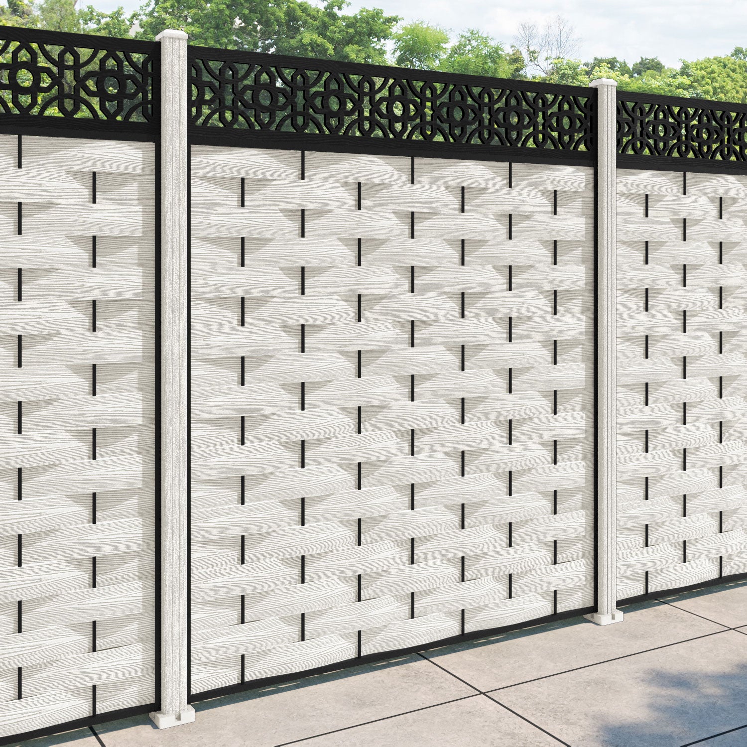 Ripple Nabila Fence Panel - Light Stone - with our composite posts