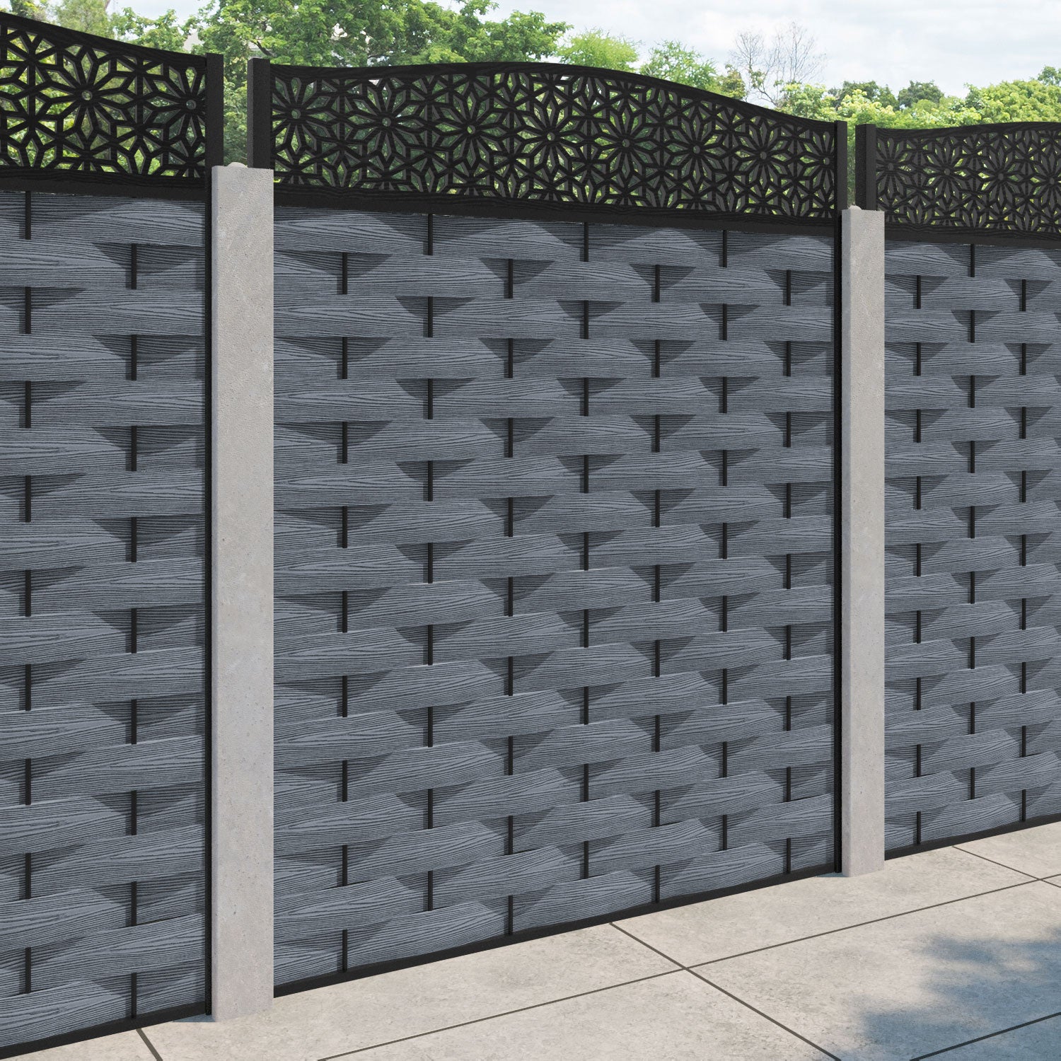 Ripple Narwa Curved Top Fence Panel - Anthracite - for existing concrete posts