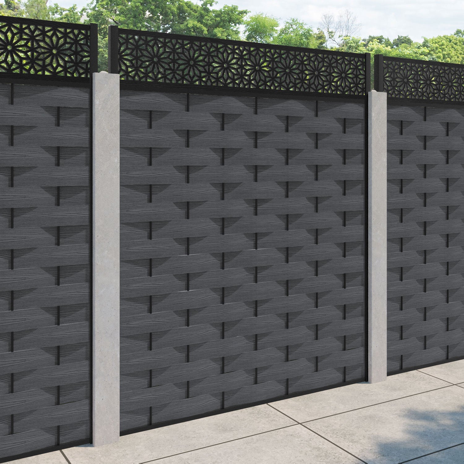 Ripple Narwa Fence Panel - Dark Grey - for existing concrete posts