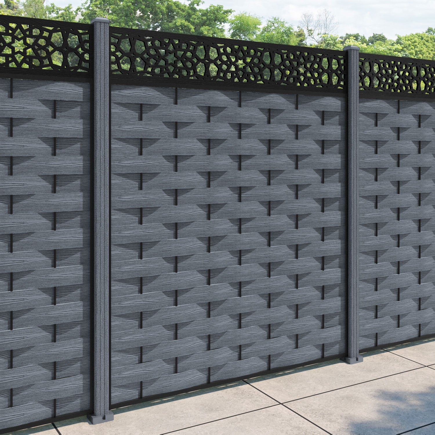 Ripple Nazira Fence Panel - Anthracite - with our composite posts