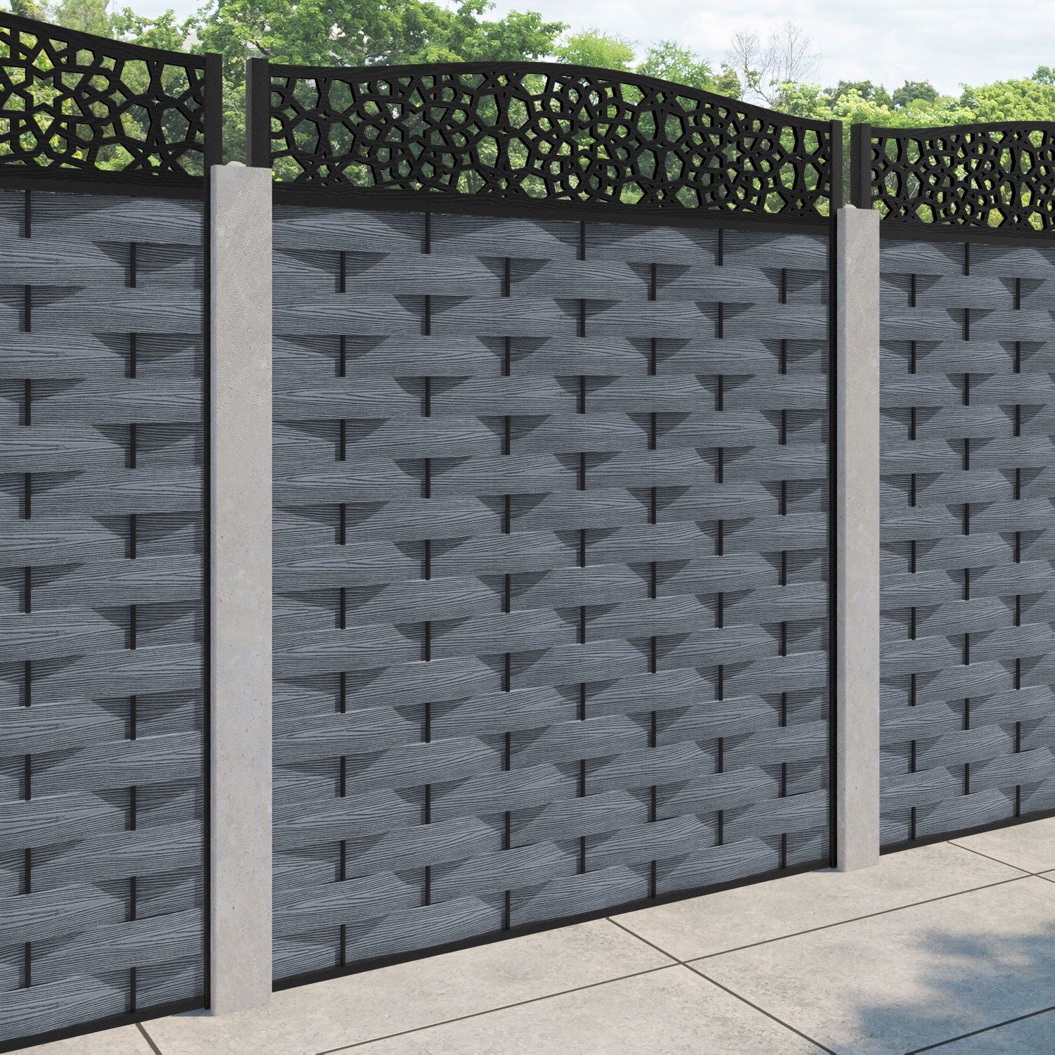 Ripple Nazira Curved Top Fence Panel - Anthracite - for existing concrete posts