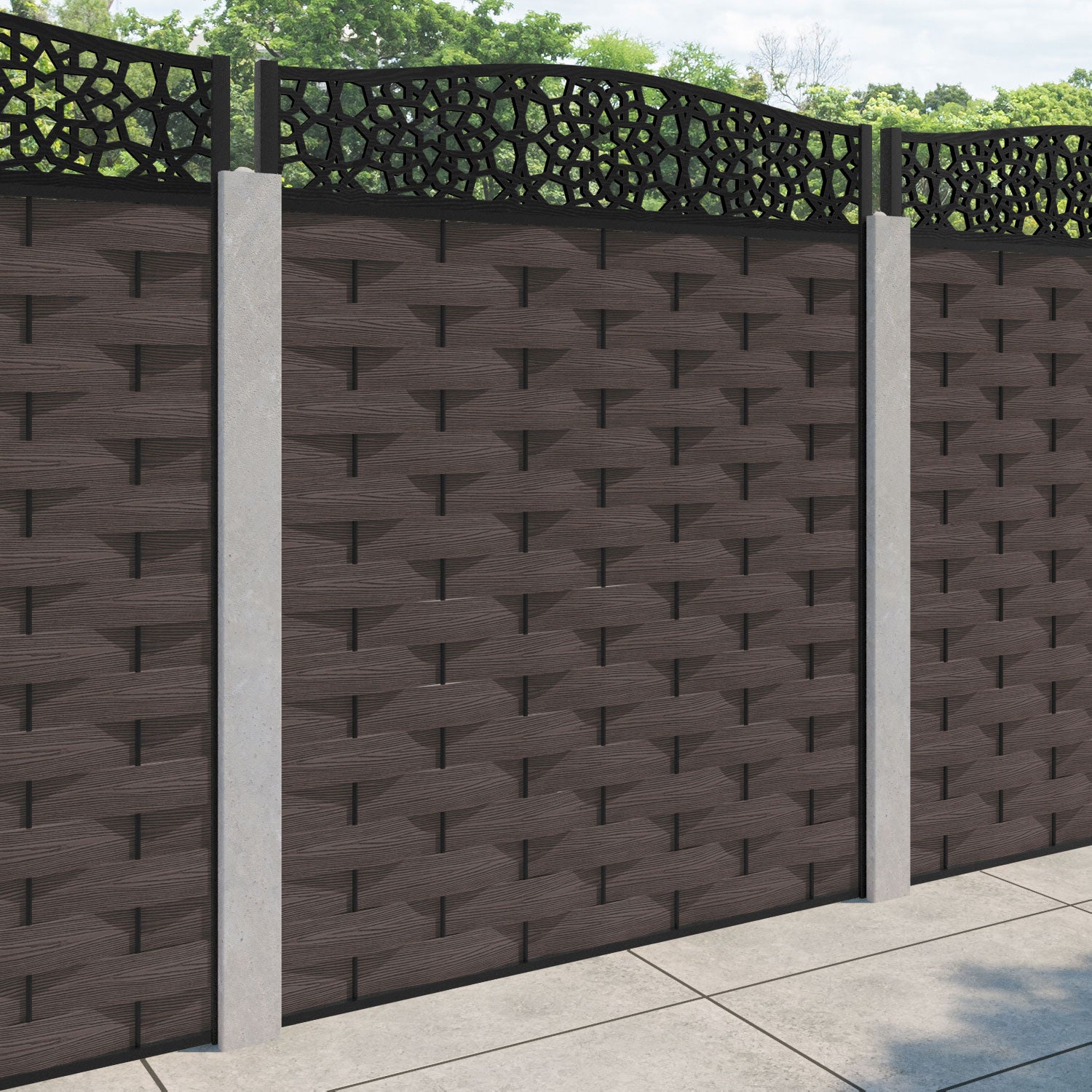 Ripple Nazira Curved Top Fence Panel - Mid Brown - for existing concrete posts