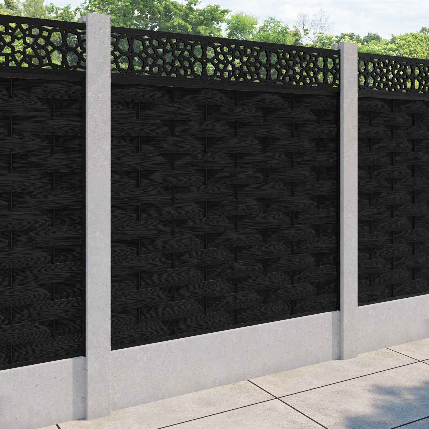 Ripple Nazira Fence Panel - Black - for existing concrete posts